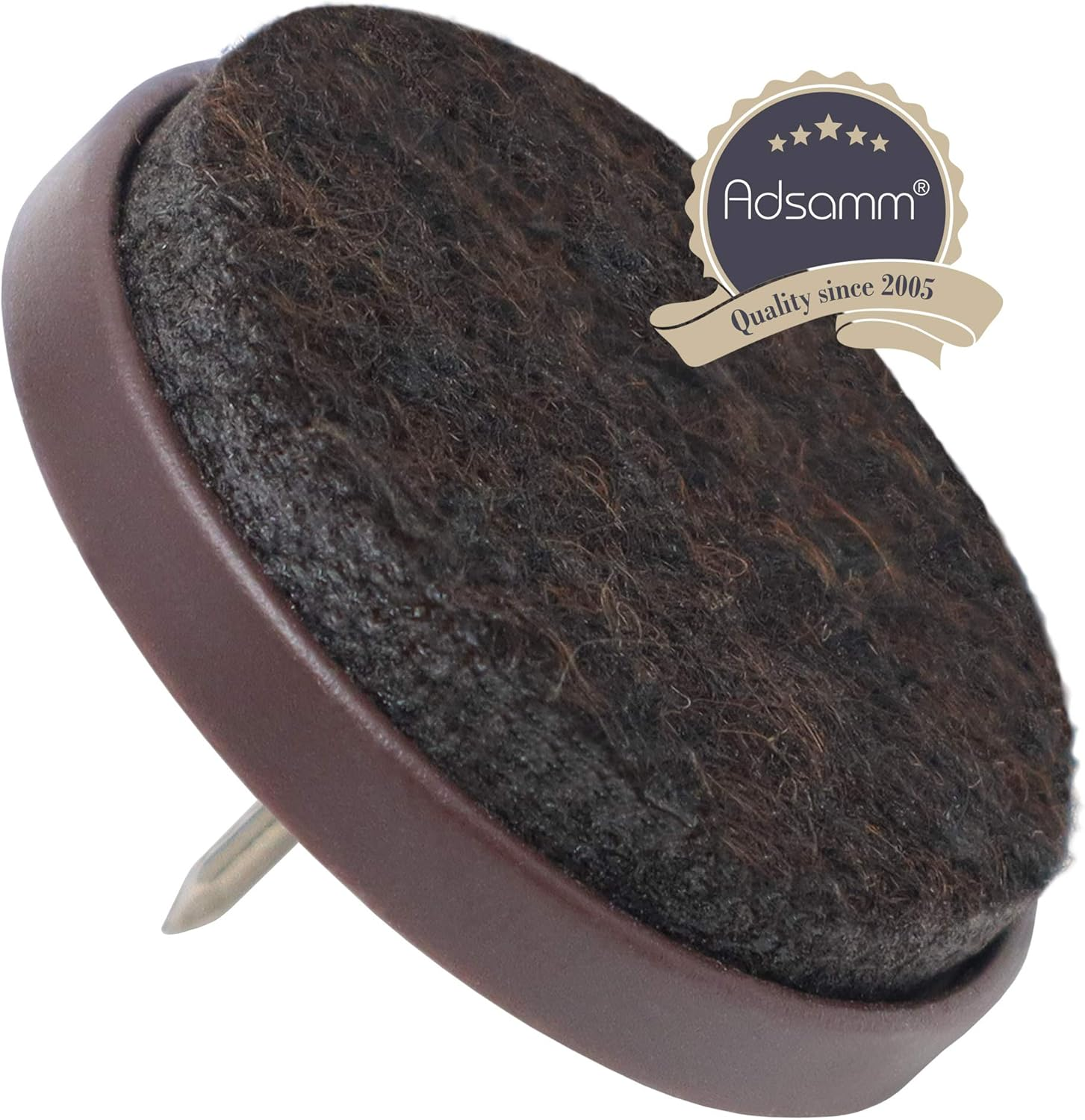 Adsamm FP-N-BR-35-16 FP-N-BR-35 16 X Felt Pads with Nail, Brown, &Oslash; 35 Mm image number 2