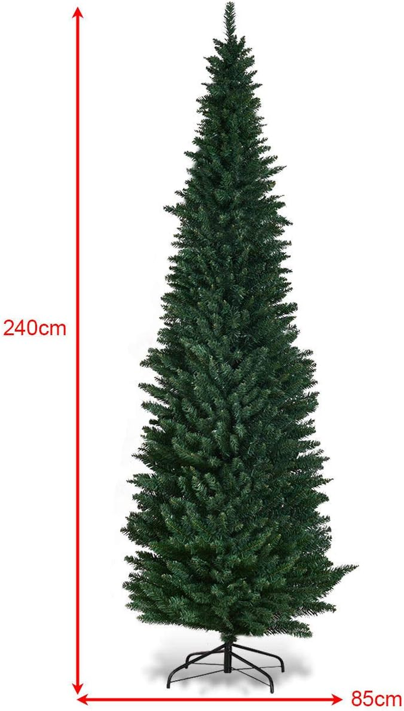 Costway Holly-Jolly 2.4M PVC Pencil Christmas Tree Slim Xmas Homedecor Green (2.4M) image number 6