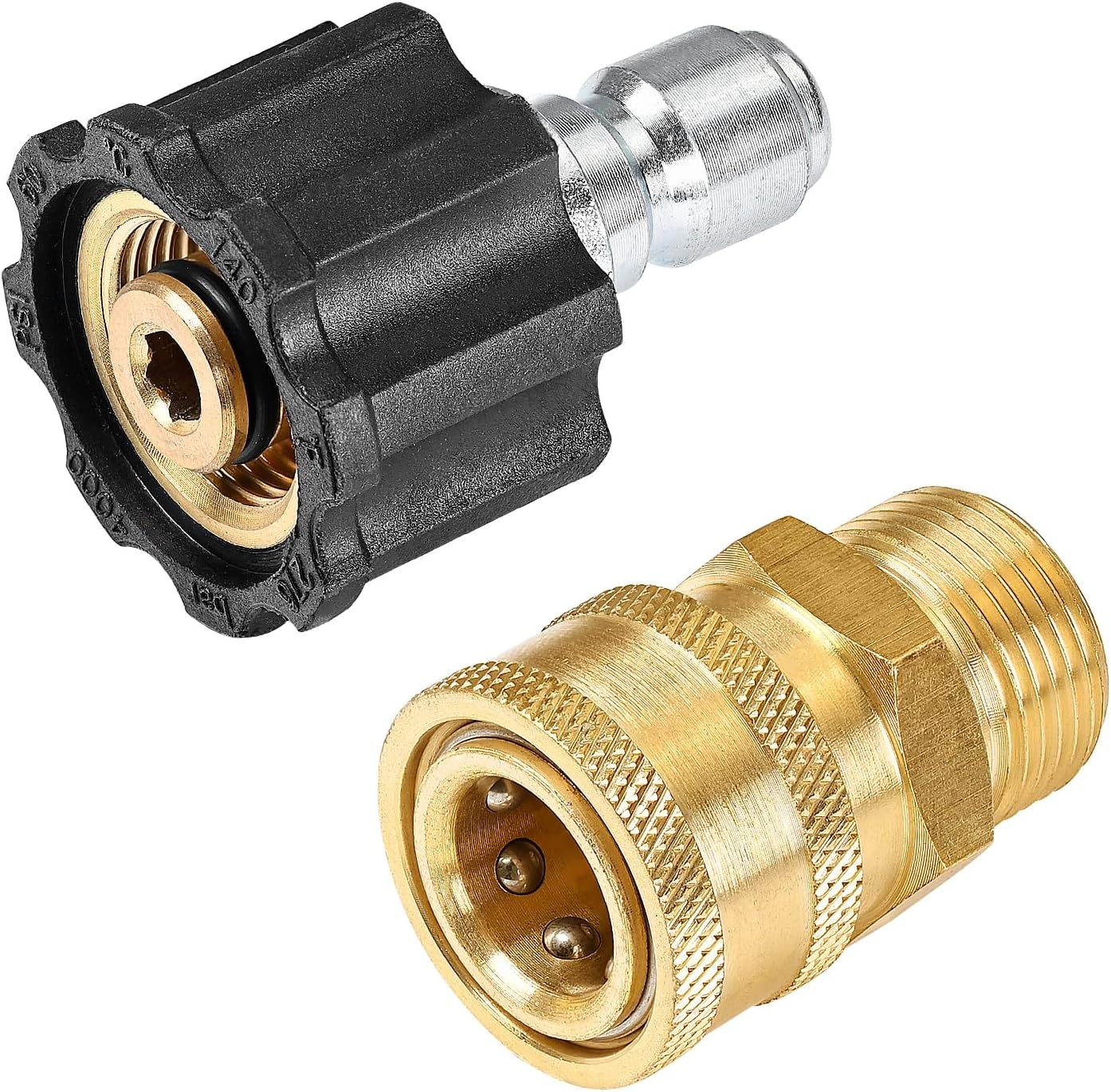 YAMATIC Pressure Washer Adapter Set Quick Connect Kit, M22-14Mm to 3/8" Quick Connectors, 4000 PSI Pressure Couplers Fittings for a Pressure Washer, Hose, and Gun (2 PCS) image number 3