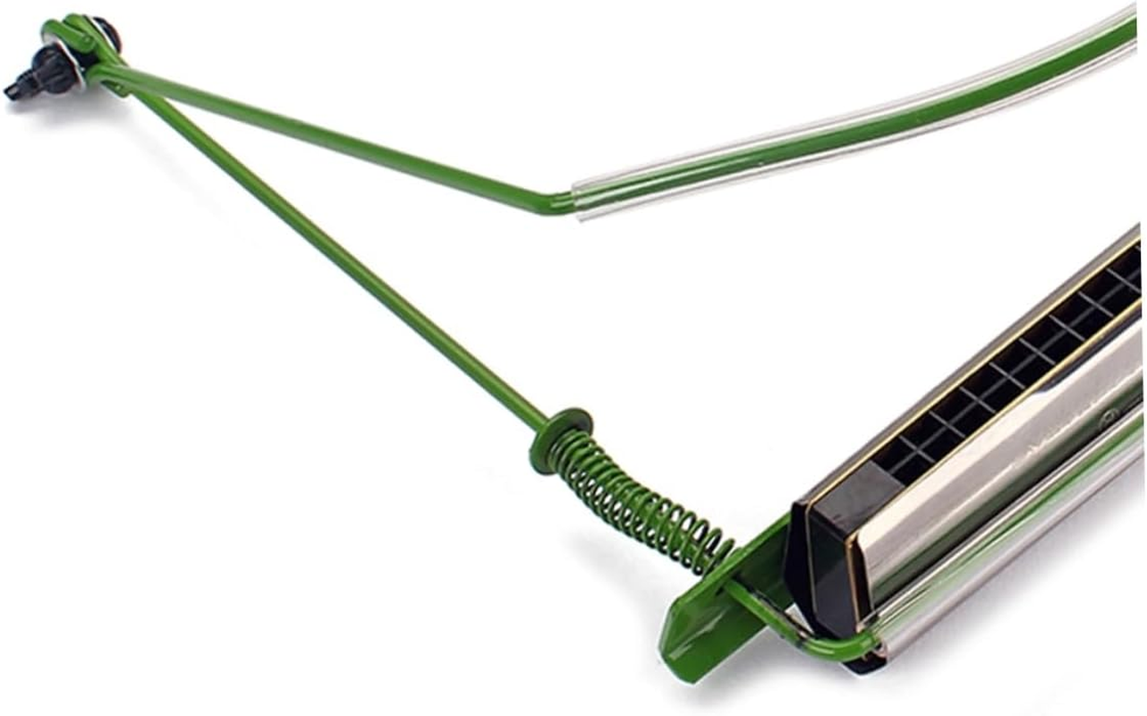 10-Hole Green Harmonica Neck Holder Metal Frame Rack, Adjustable Mouth Organ Accessory for Folk and Blues Players, Harmonica Holder for Comfortable Hands-Free Playing image number 5
