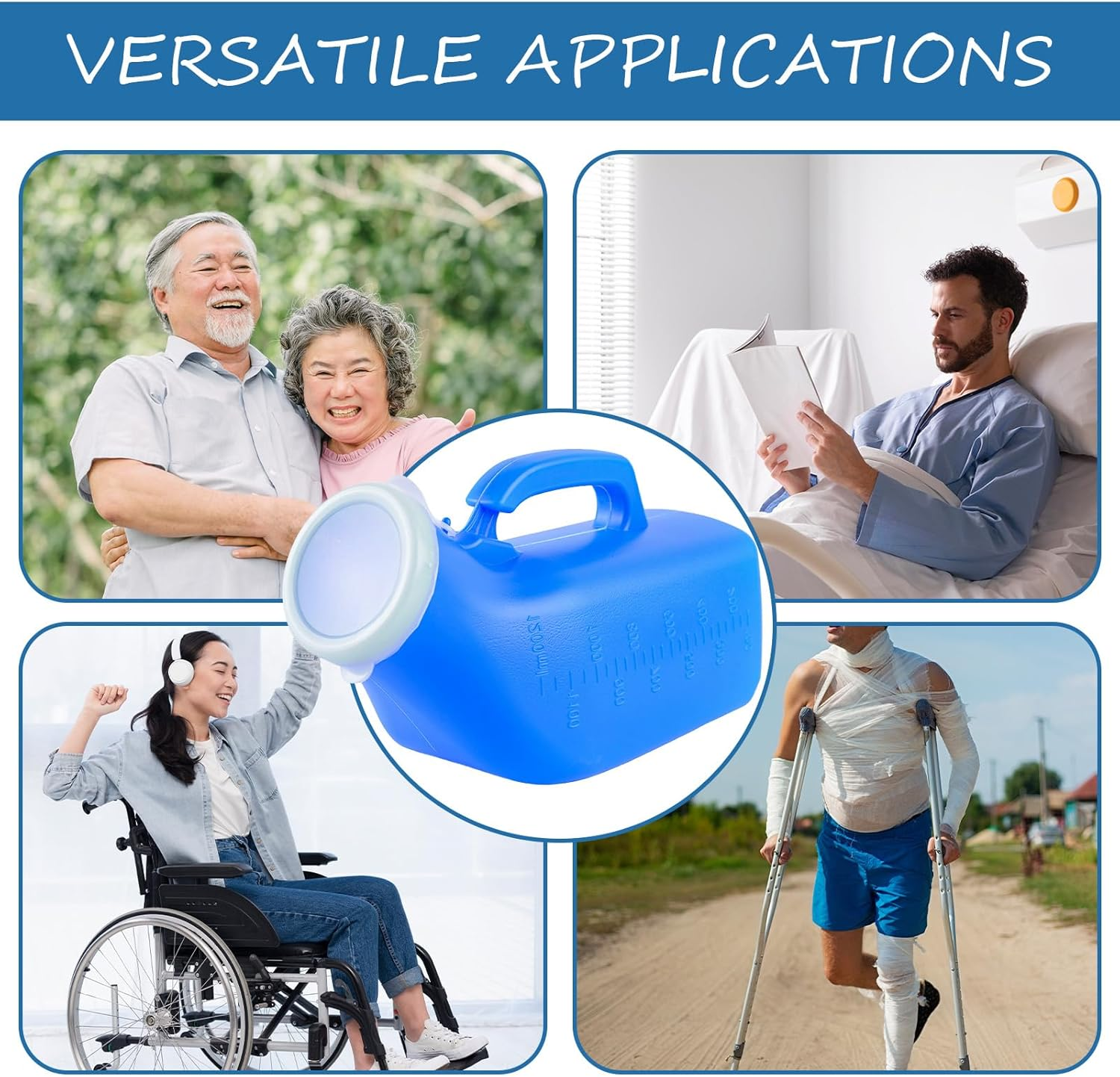 Men'S Portable Urinal with Lid 1200Ml Capacity Plastic Urine Bottle with Clear Scale for Elderly Car Use Convenient Hygienic No Spill Lightweight Handle Non Odor anti Slip Urinals for Men image number 4