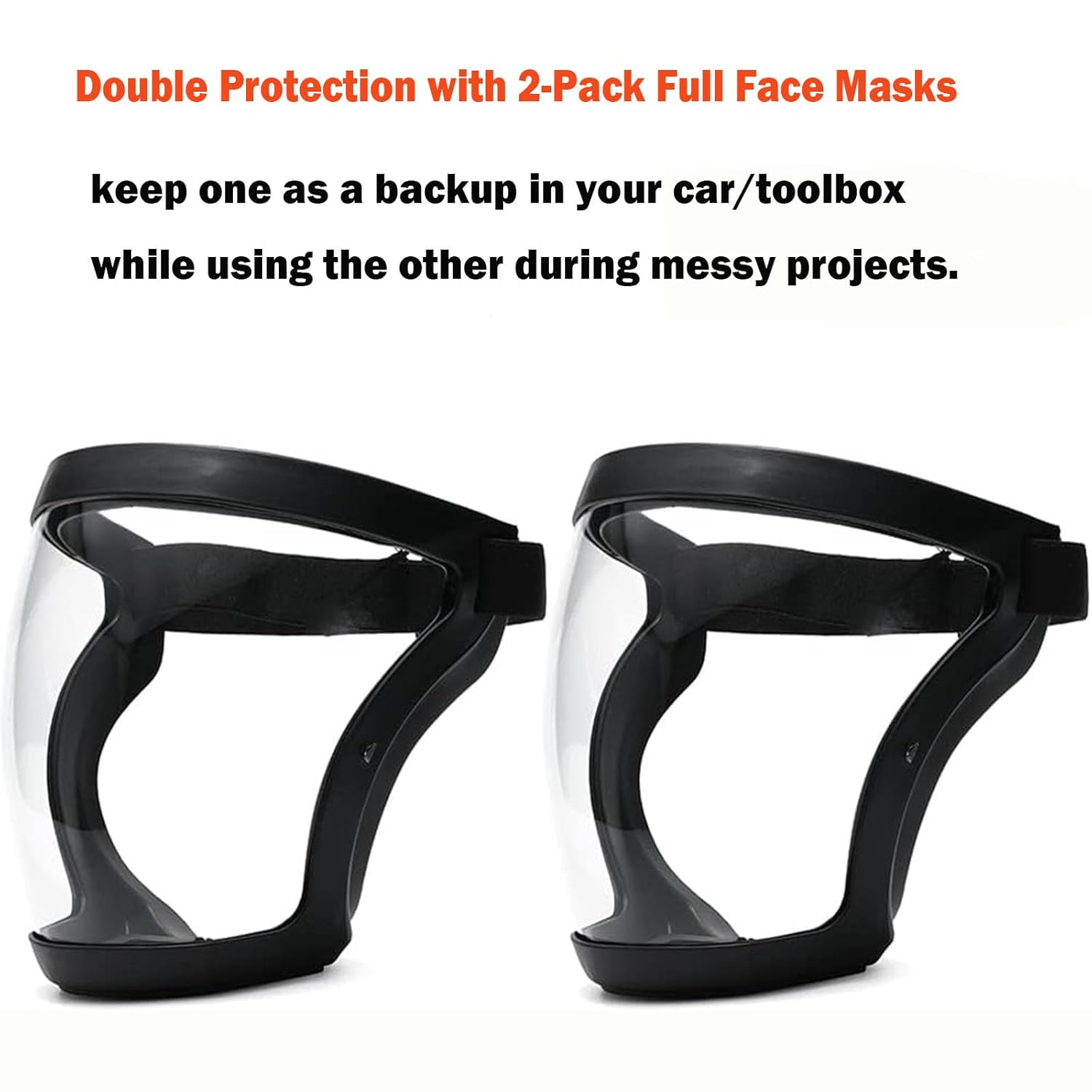 2 Pcs Face Shields for Weed Whacking,Anti-Fog Protective Full Face Mask,Safety Face Shield for Grinding and Cutting,Clear Face Shield for Weed Whacking Reusable image number 4