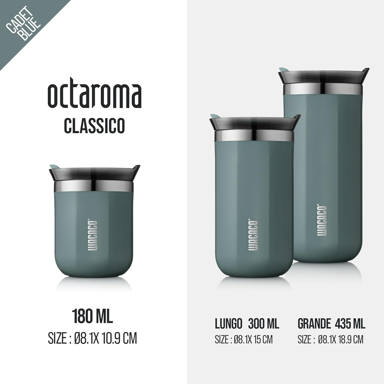 WACACO Octaroma Classico Vacuum Insulated Coffee Mug, Double-Wall Stainless Steel Travel Tumbler with Drinking Lid, 6 Fl Oz (180Ml), Blue image number 4