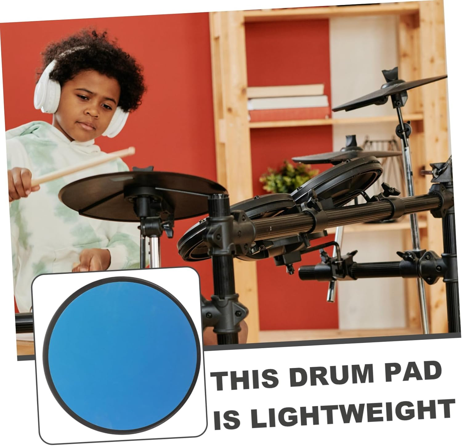 8-Inch Soundproof Drum Pad with Non-Slip Electric Drum Mat for Practice Sky Blue for Beginners for Home and Studio Use image number 4