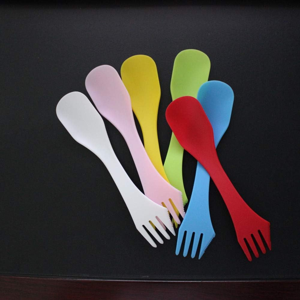 NA 6Pcs Plastic Spork Lightweight & Strong All in One Camping Cutlery Spoon Fork Knife Set Portable and Reusable Camping Spork Flatware for Backpacking Hiking Outdoors image number 6
