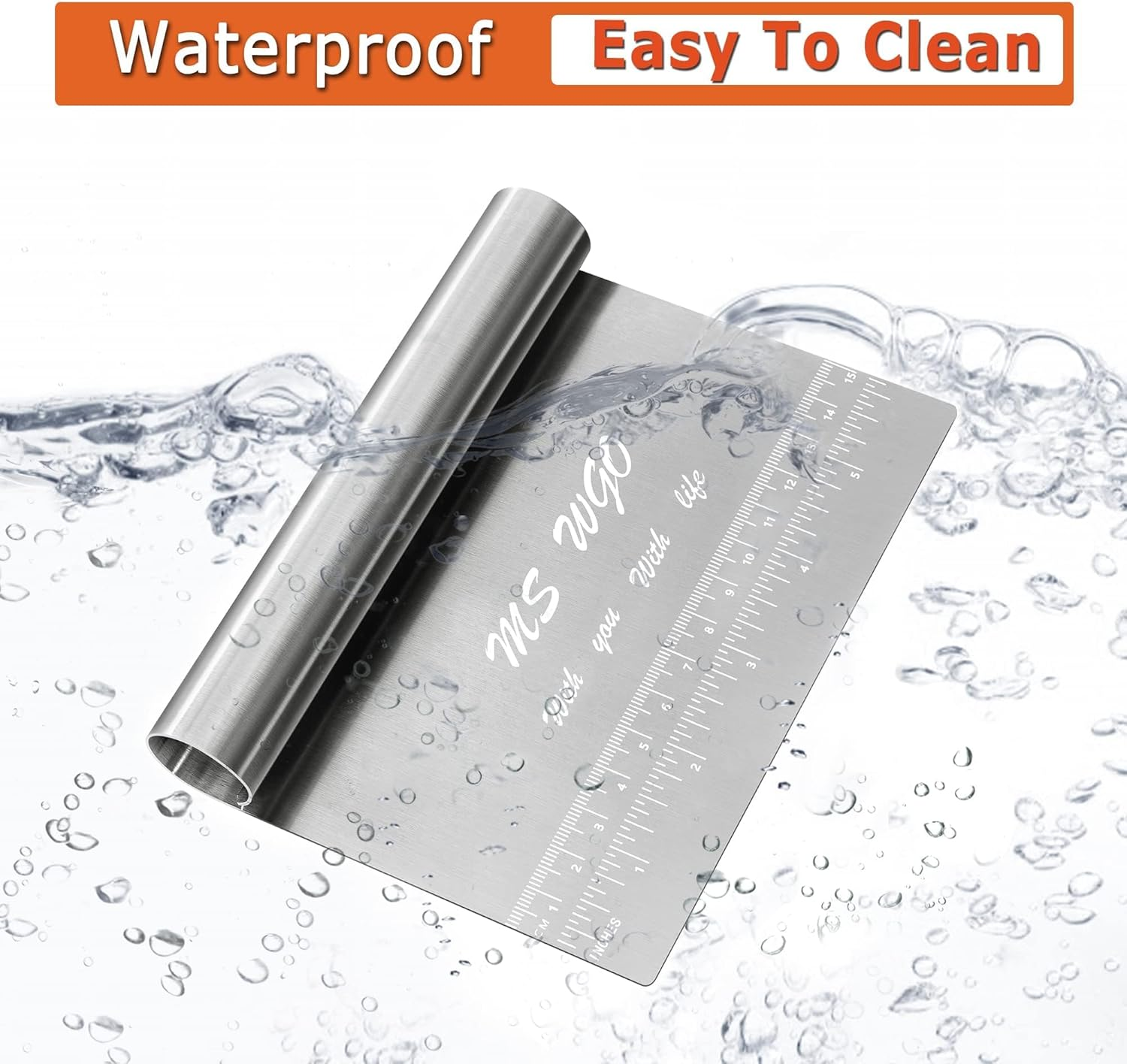 Pro Dough Pastry Scraper/Cutter / Chopper Stainless Steel Mirror Polished Good Grips with Measuring Scale Multipurpose- Cake, Pizza Cutter - Pastry Bread Separator Scale Knife image number 1