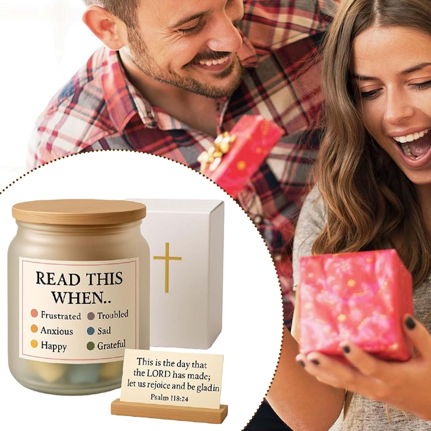 Inspirational Bible Sayings Glass - Vessel with Bible Verses, Inspirational | Prayer Basket for Morning Men Women Home Birthday Easter Christening Pastor Skate Table image number 2