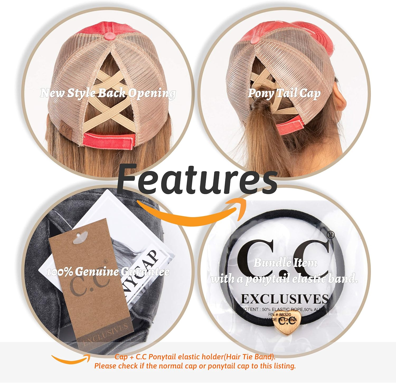 C.C Ponycap Messy High Bun Ponytail Adjustable Glitter Mesh Trucker Baseball Cap, Gray, One Size image number 2