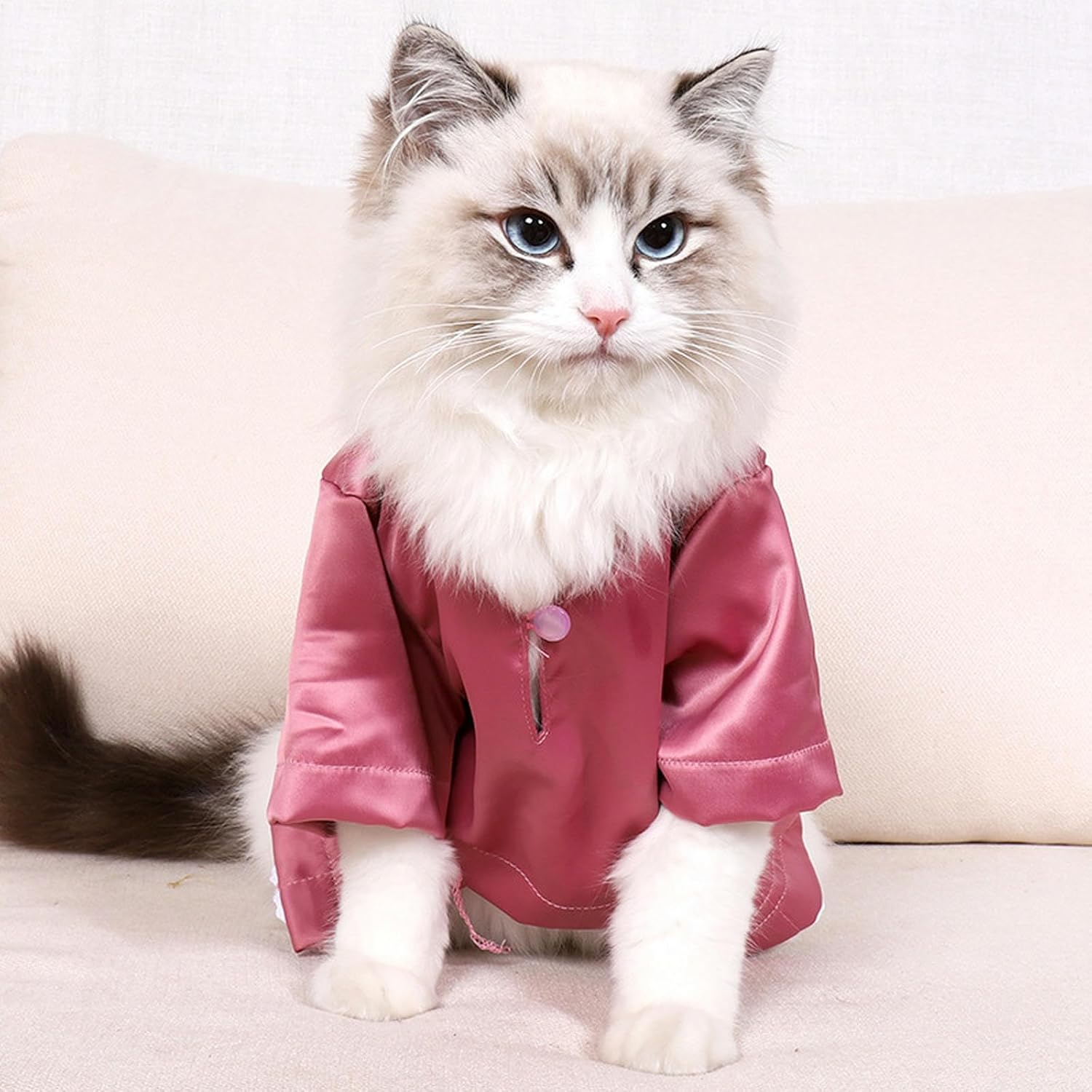 IUOUTG Summer Cat Shirts Cute Pullover Kitten T-Shirts with Sleeves Cool Breathable Pet Clothes Cat Pajamas Thin Cat Outfit for Male Female Cats All Season image number 5