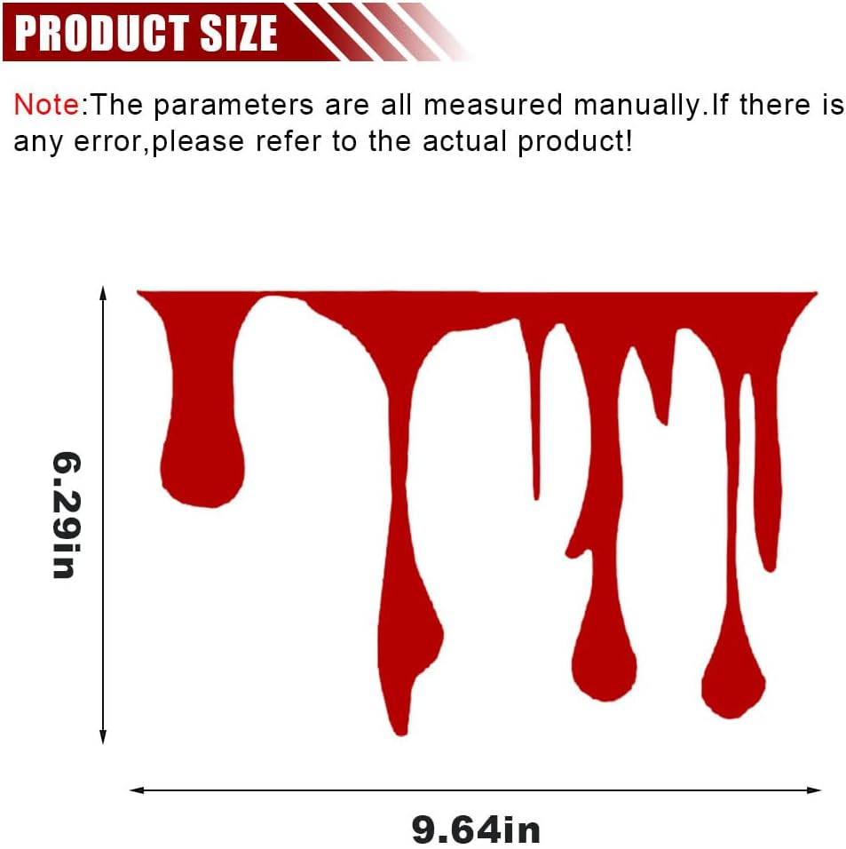 Flowing Blood Bloody Sticker Decal, Blood Dripping Car Sticker, Theme Bleeding Decals for Car Motor Tail Light Window Bumper Decoration image number 2