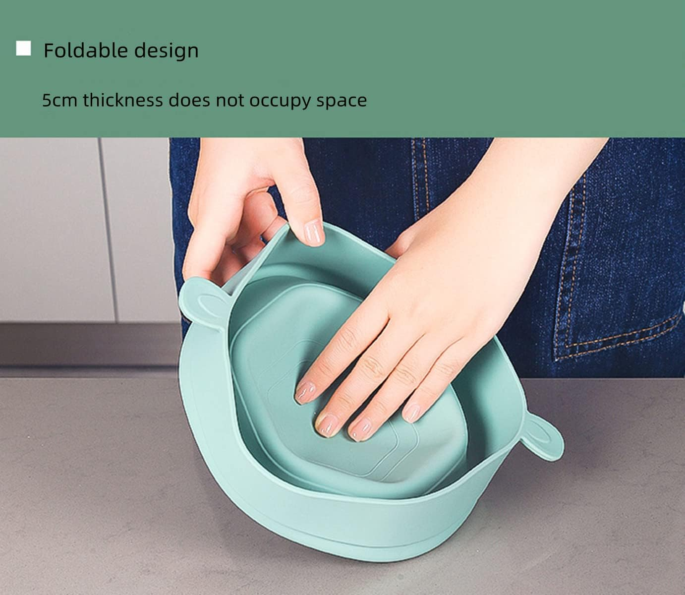 DDMMQS Silicone Popcorn Bowl Collapsible Popcorn Bowl with Handle Popcorn Maker BPA Free, Multipurpose Silicone Bowl Dishwasher Safe (Cyan)