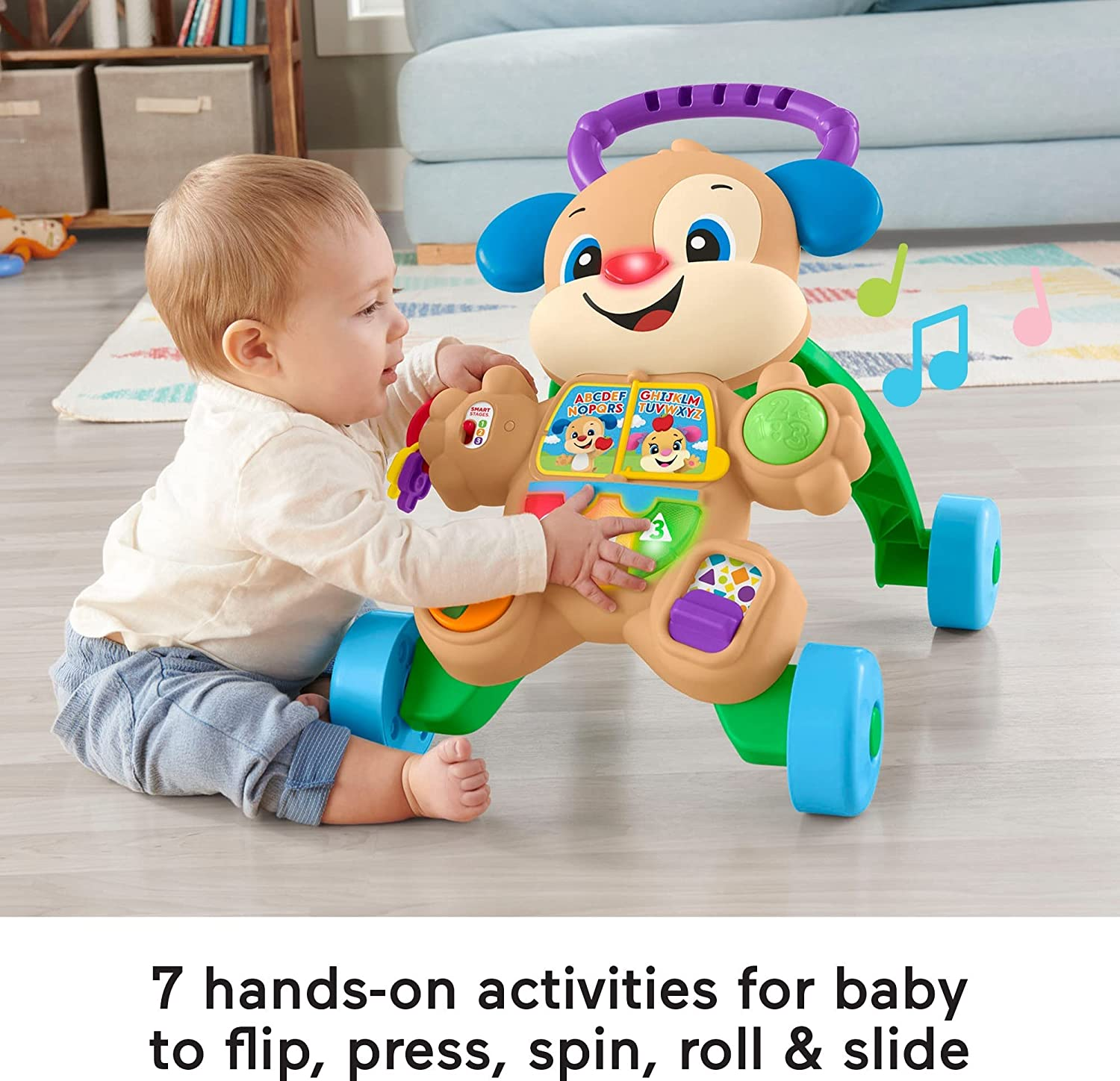 Fisher-Price Baby Toy Laugh & Learn Smart Stages Puppy Walker with Educational Music Lights & Activities for Infants Ages 6+ Months image number 4
