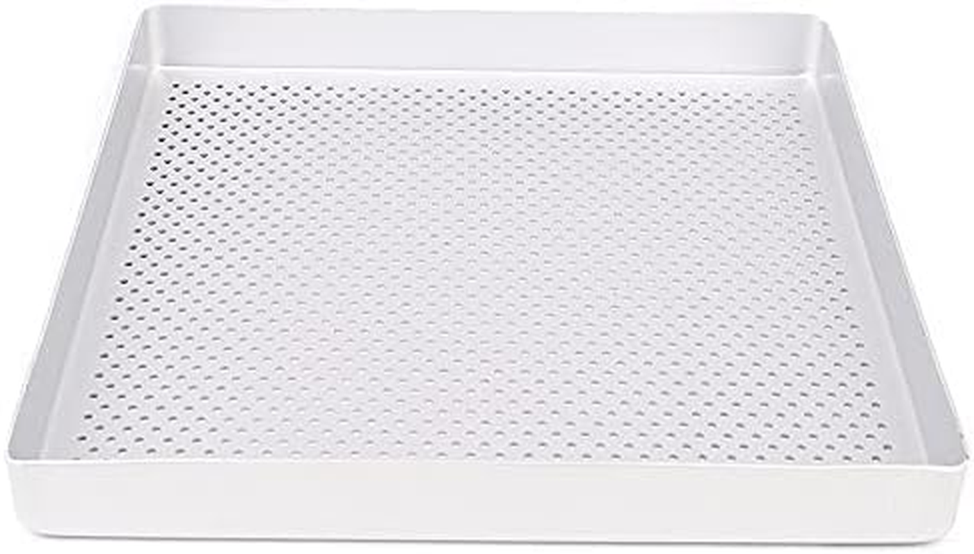 Lobake 28Cm Square Aluminium Alloy Nonstick Coating Leaky Baking Pan Biscuit Cookie Holder Bakery Oven Tray Steaming Tools DIY Bakeware (Aluminium Plain)