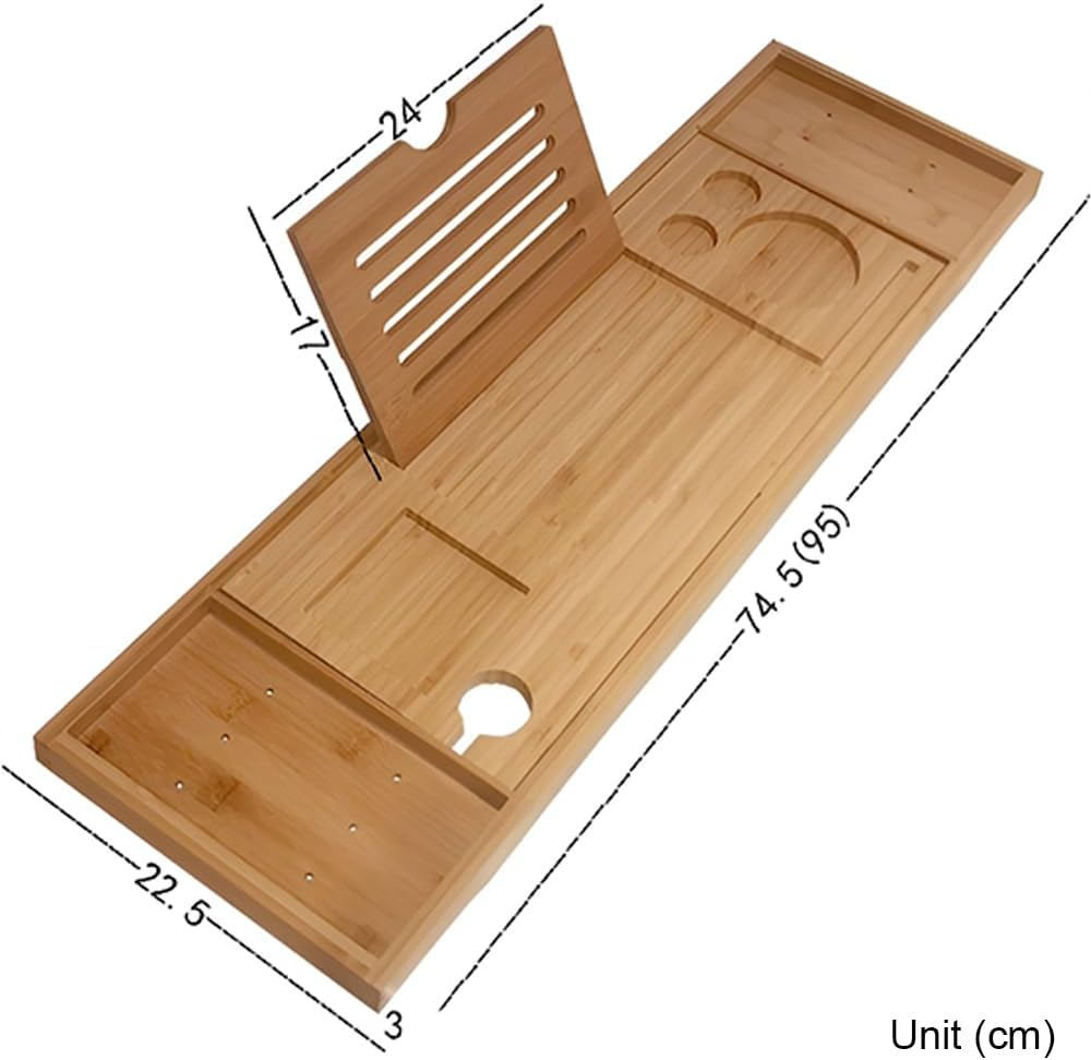 Bath Caddy Tray for Bathtub, Expandable Baths Tray, Bathtubs Caddy Tray, Adjustable Bamboo Bathtubs Tray for Books, Tablets, Wine Glasses, and Candles, Perfect for Relaxing Baths