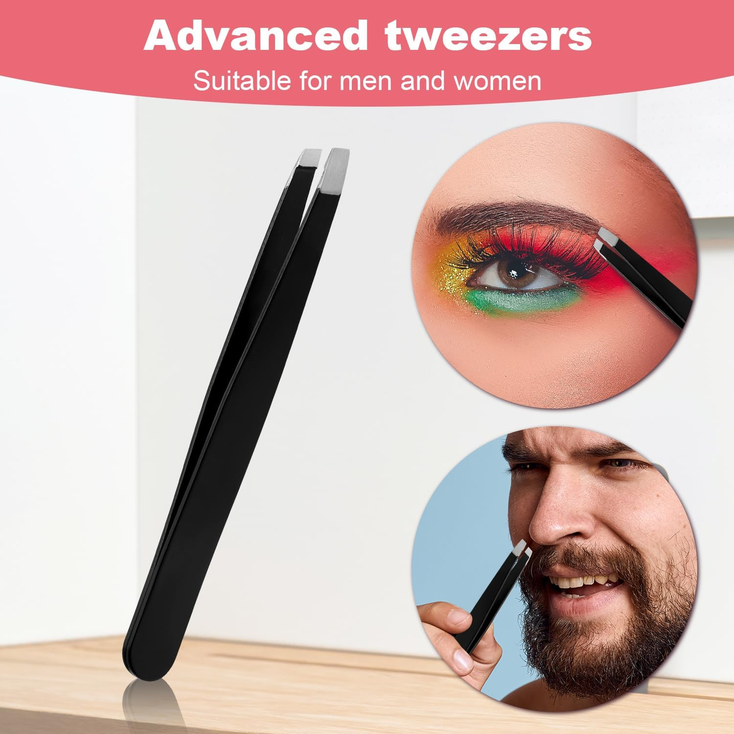 NQEUEPN 30X Magnifying Mirror, 6 Inch Portable Black Magnifying Mirror with Suction Cups and Tweezers Makeup for Bathroom Travel Wall image number 2