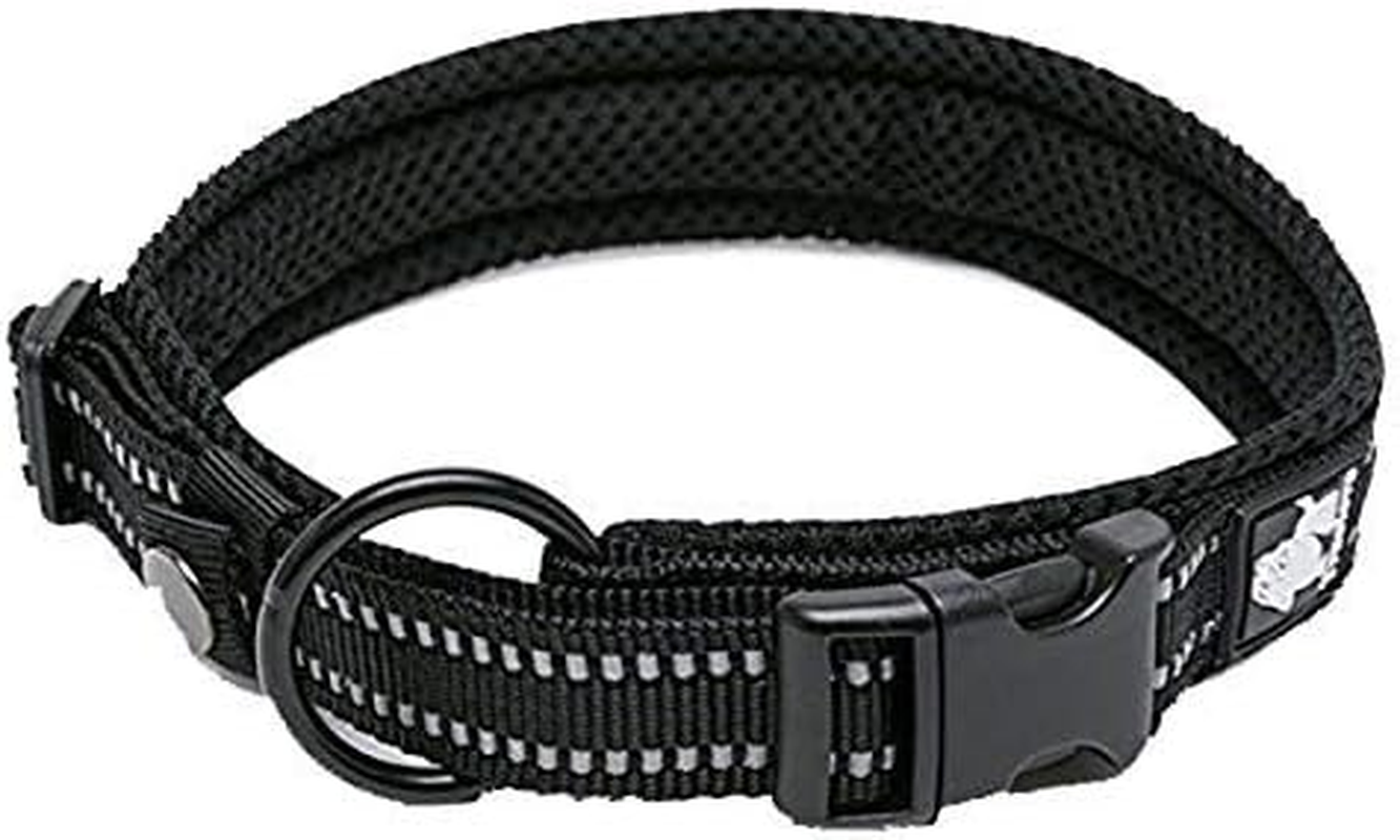 WINHYEPET True Love Dog Collar Reflective Sandwich Lining Nylon Webbing Comfortable and Safe Adjustable Buckle Convenient Used for Walking for Samll/Medium/Large Neck Ring Tlc5011(Black,M) image number 1
