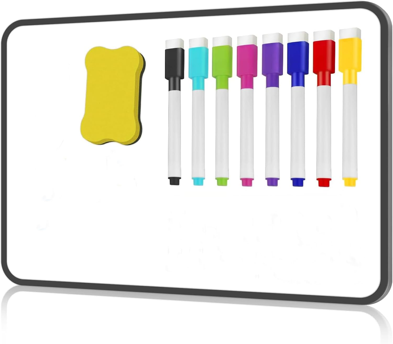 Dry Erase Whiteboard A4, Small Double Sided Magnetic Whiteboard, 21X30Cm Dry Erase Mini Whiteboard with Black Border, 8 Water Based Pens and 1 Board Eraser for Schools, Homes, Offices, Classrooms, image number 4
