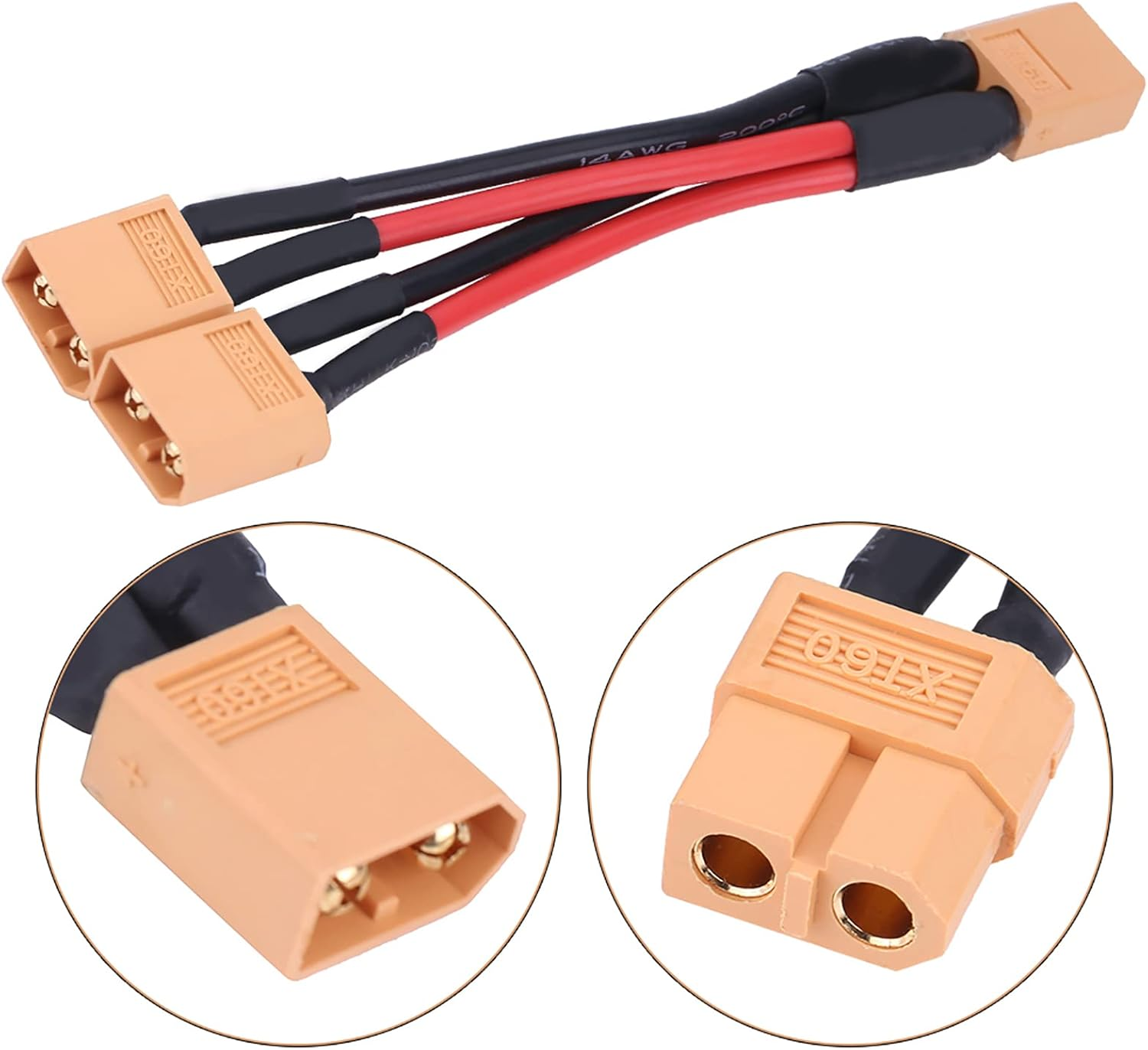 XT60 XT60 Connectors XT60 Parallel for 2 Batteries(1 Female and 2 Male)