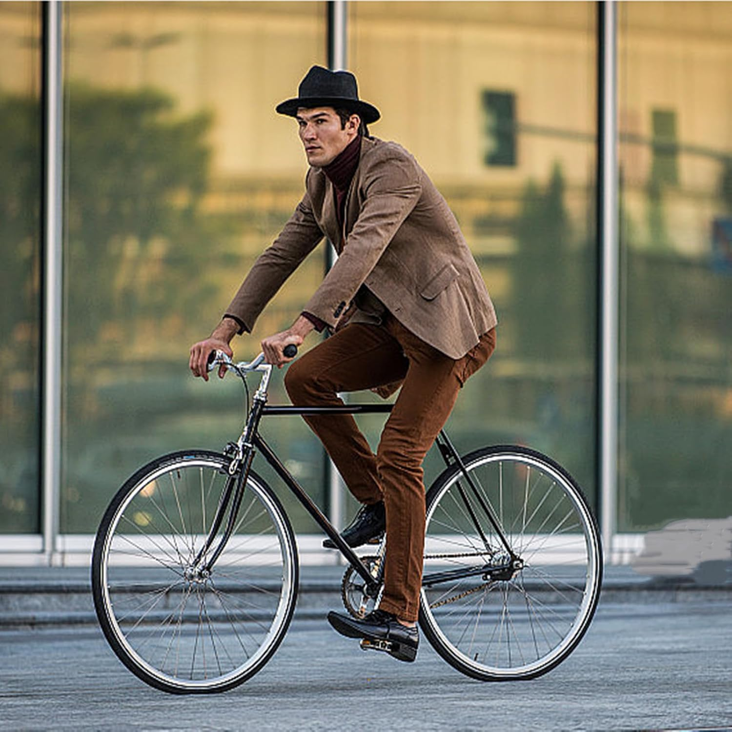 HEYANN Classic Wide Brim Fedora Hat Men Women Wool Felt Fedora Jazz Hat Retro Panama Fedora Hats Gentleman Jazz Cap with Belt Buckle for Beach Party