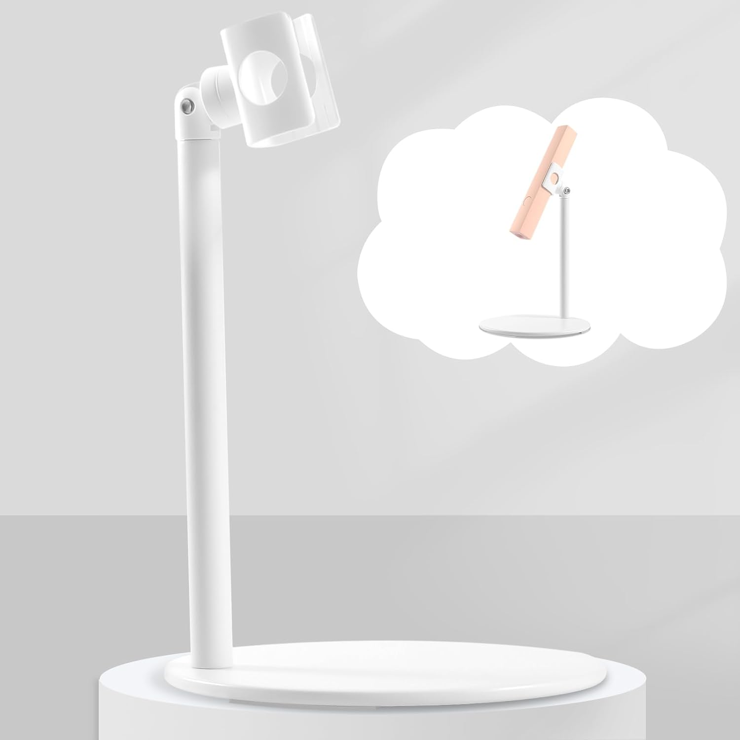 Diesisa Mini UV Light Stand for Gel Nails - 360 Degree Multi-Functional Handheld Holder, Patch Mini Gel Lamp Bracket for Nail Art - White image number 1