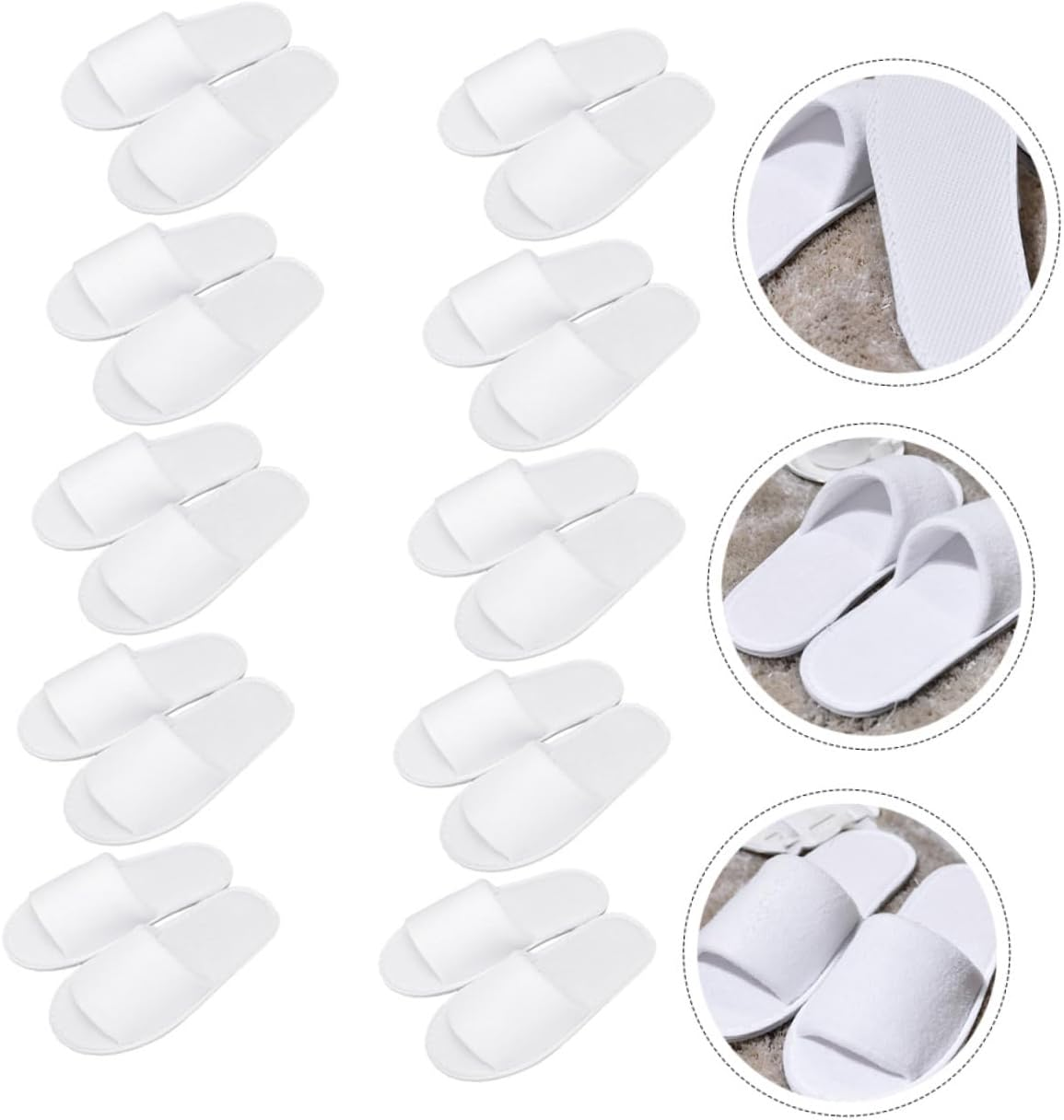 Minkissy 10Pairs Disposable One-Off Babouche Slipper Comfortable Thickened Hotel Guest Slippers for Women image number 2