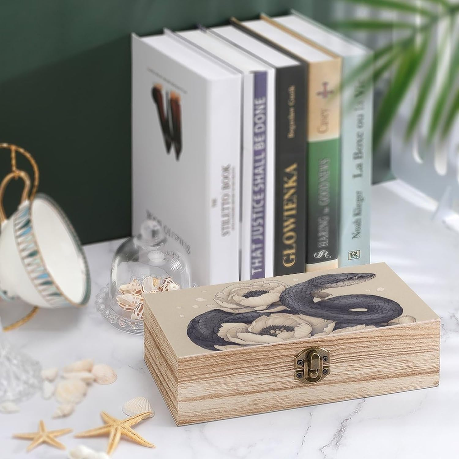Black Snake and Flower Wooden Box Wood Wedding Keepsake Boxes with Lids Small Decorative Boxes Lightweight Wooden Memory Storage Box for Crafts Keepsakes Jewelry Photo Letter Storage image number 6