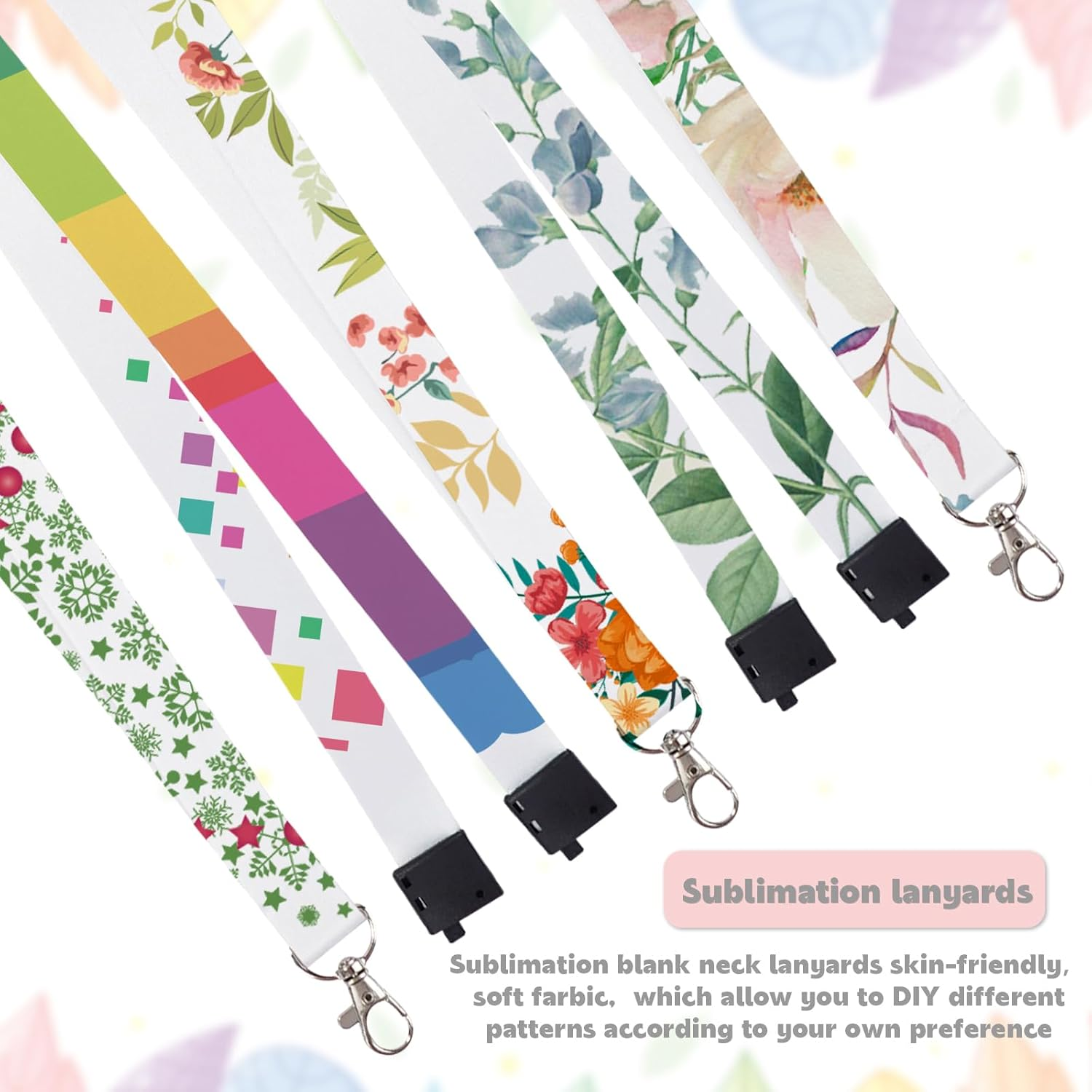 RYKOMO 15 Pieces Sublimation Blank Lanyards White Sublimation Lanyards Neck Lanyards with Badge Holder DIY Sublimation Lanyards with Detachable Buckles Heat Transfer Lanyards for Keychain Card Name image number 3