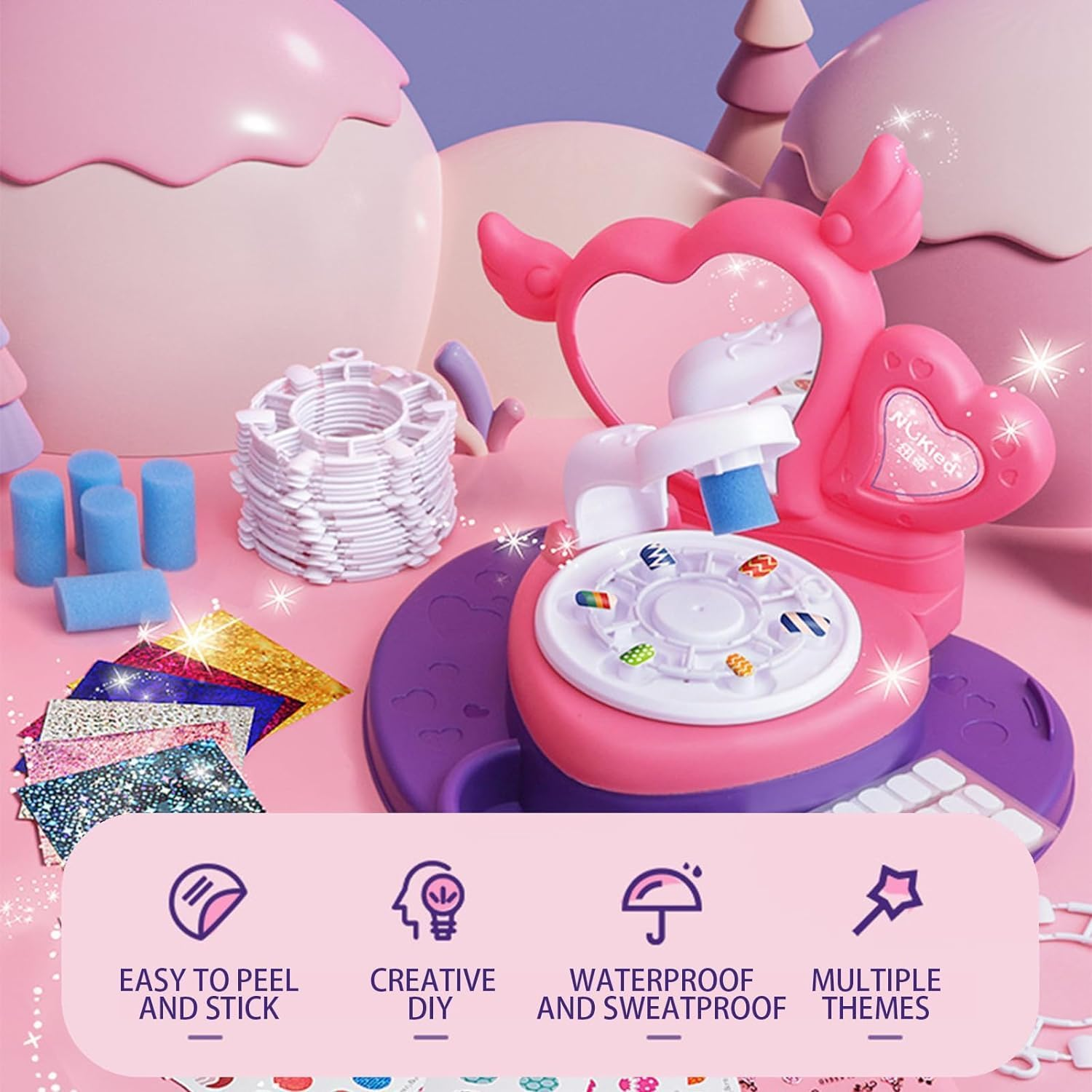 Nail Stamper Set - Cute Childrens Nail Art Kit, Creative Nail Machine Toy for Christmas, Nail Stickers Nail Art Kit, Nail Art Kit Nail Stamper, Nail Art Kit for Fun Nail Art Parties/893 image number 2