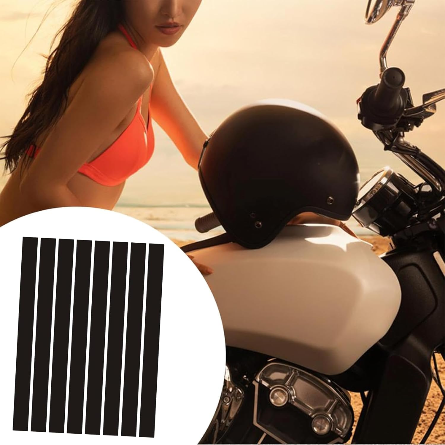 Fokmuaex Black Reflective Stickers - High Visibility Safety Decals, Waterproof Self-Adhesive Reflective Tape for Helmet, Motorcycle, Car, Bike, Laptop, DIY Warning Decor (Length 15 Cm) image number 3