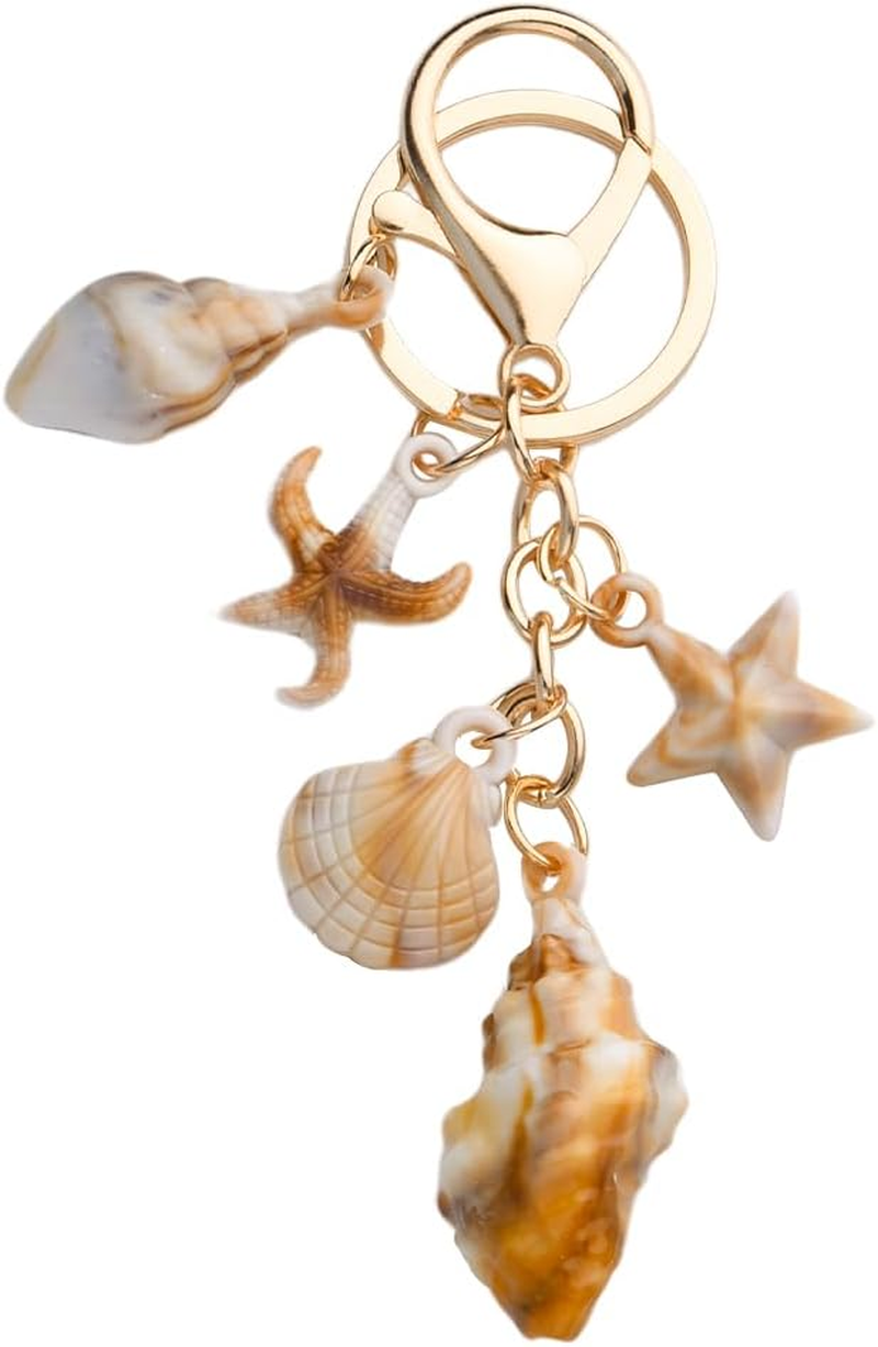 Seashell Purse Charms for Tote Bags Beach Accessories for Backpack Purse Girls Women Beach Themed Gift Keychain Seashell