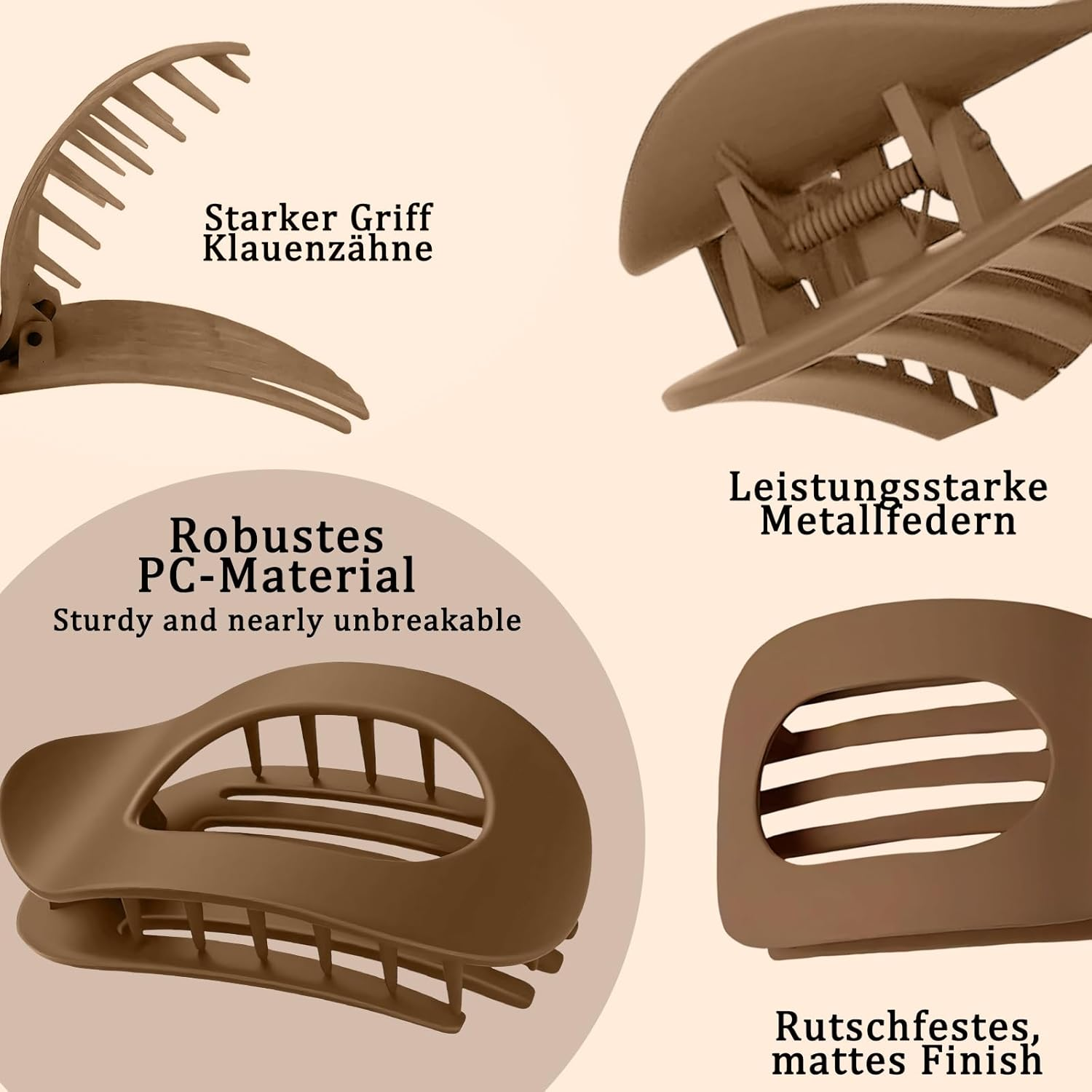 Duck Beak Hair Clips Women'S Pack of 4 Flat Hair Clips Made of High-Quality Resin, 11.9 X 5.1 Cm, Ideal for Daily Use and Special Occasions image number 3