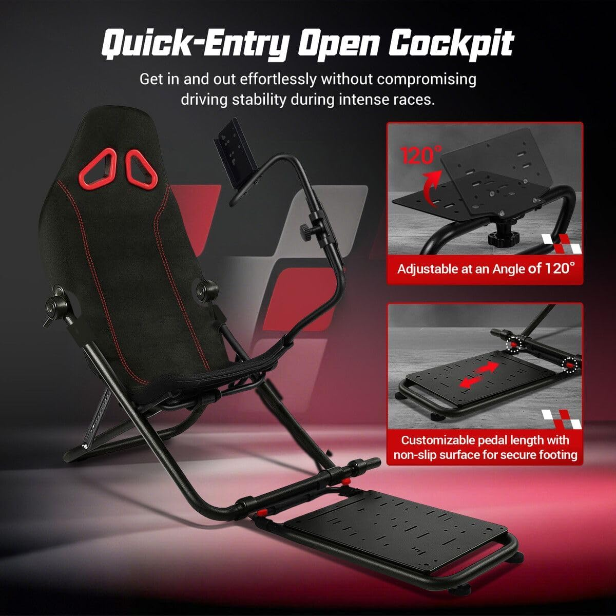 AUSWAY Racing Game Simulator Wheel Stand Sim Steering Adjustable Foldable Seat Cockpit Xbox Logitech G25 G920 Thrustmaster PS4 PS5 PC Video Game Accessories image number 4