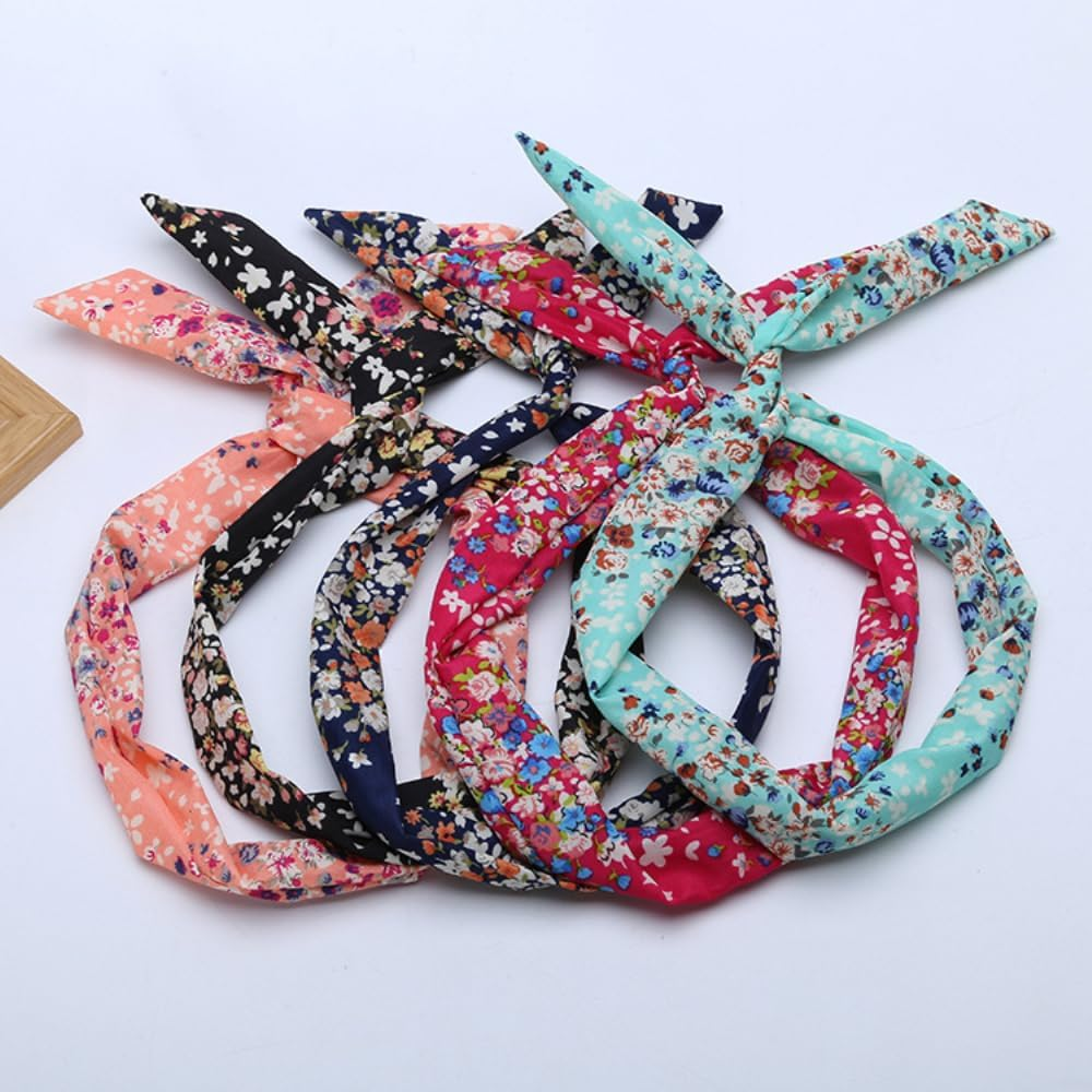 Pack of 6 Women'S Headband with Wire, Adjustable Headbands, Non-Slip Flower Hair Band, Hair Accessories for Women, Simple and Versatile, Pink image number 1