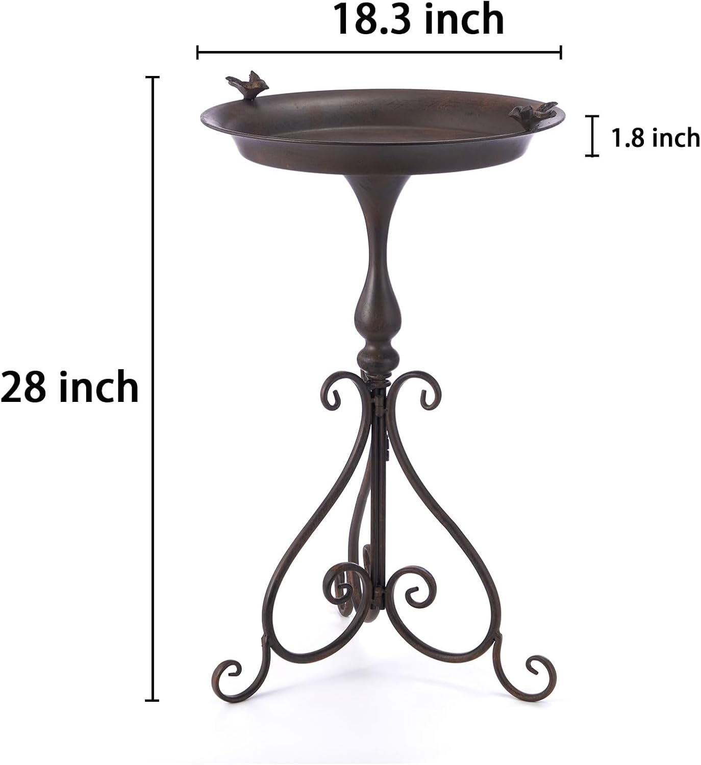 Dia 18" W*28" H Large Metal Bird Bath with Stand, Bird Baths for Outdoors, Metal Bird Baths/Feeder,For Garden Yard Decor image number 3