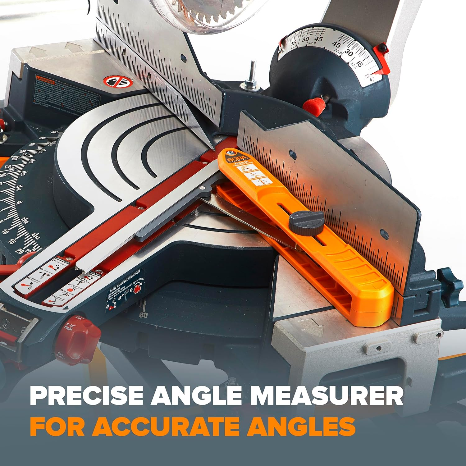 BORA 530401 Miterix Angle Duplicating Tool. Miter Duplicator/Angle Measuring Tool That Splits in Half so You Can Transfer the Exact Miter Angle to Your Miter Saw, Red/Silver image number 6