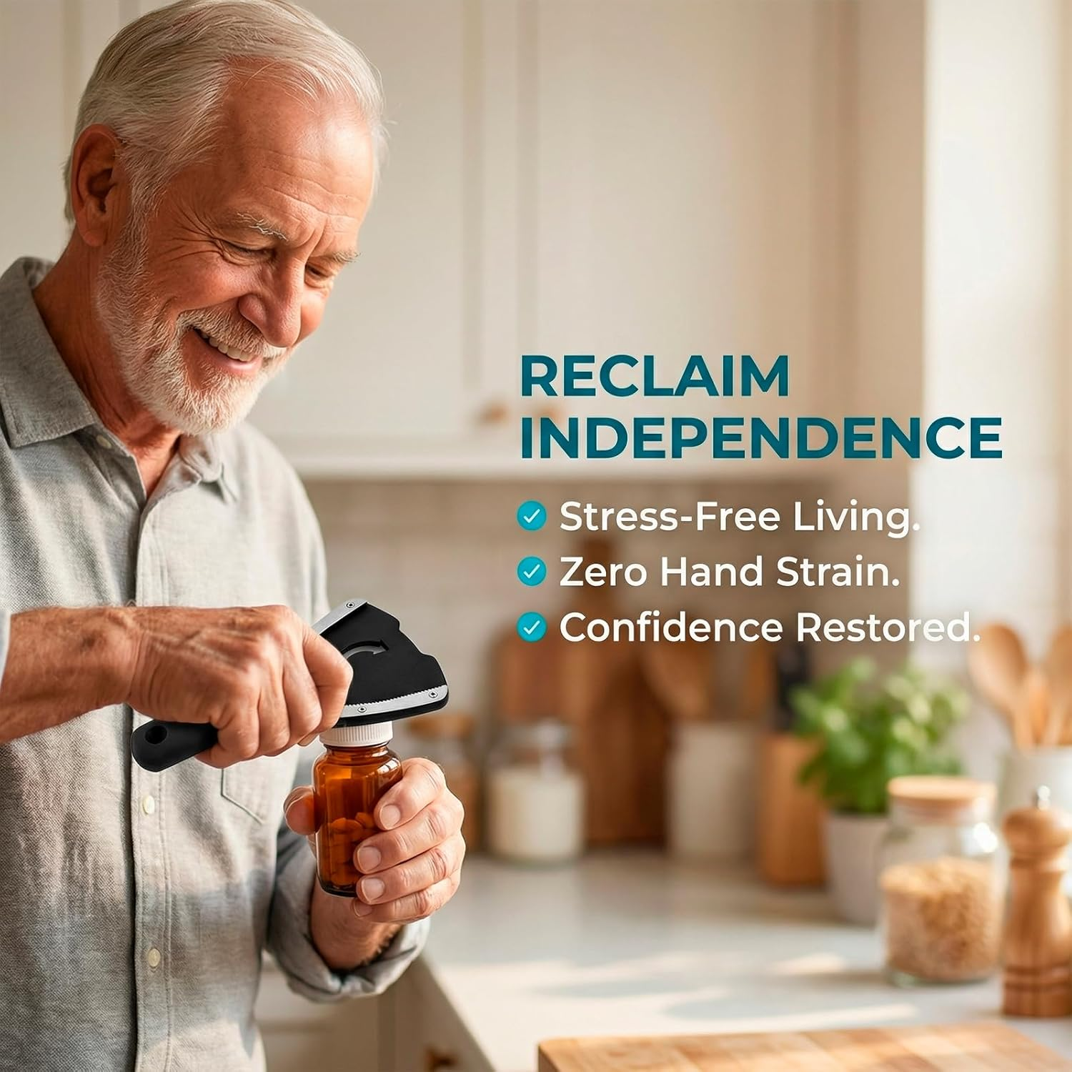 Luzcauwy Jar Opener with Base Pad Bottle Openers for Seniors Weak Arthritic Hands Effortless Can Lids Twist Tool Easy Open Adjustable Grip Elderly Kitchen Gadget Arthritis Aid Silicone image number 4