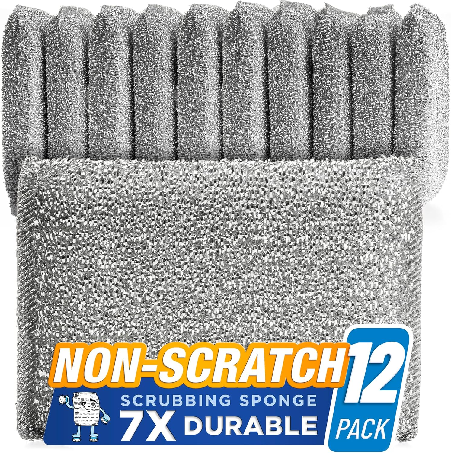 Kitchen Scrubbing Sponges - Heavy Duty Non-Scratch Scrubbing Cleaner Sponges in 1 Color - Multi-Surface Non-Metal Dish Scouring Scrubbers for Fast Cleaning (12) image number 5