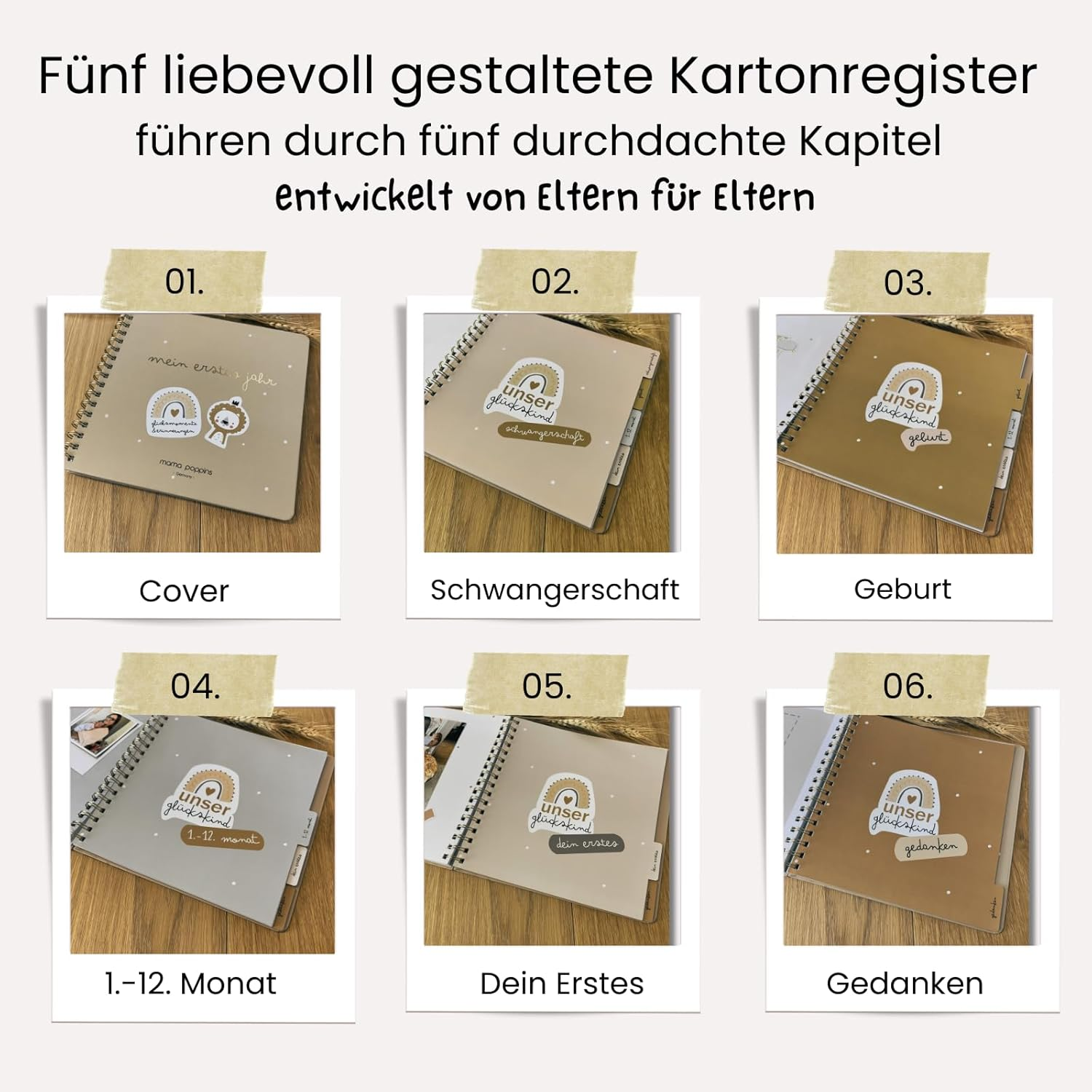 Baby Album My First Year, Memory Book to Fill In, Baby Diary with 5 Index Dividers and 54 Stickers