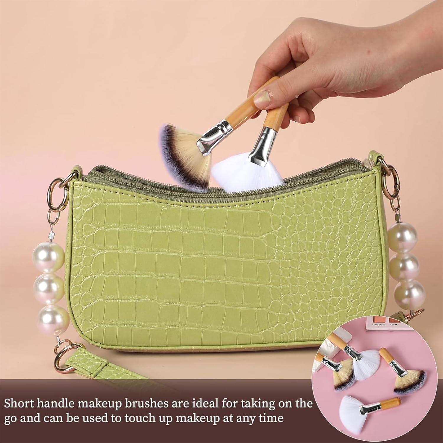 Tavvke 4 Pcs Facial Fan Brushes, Soft Bristle Face Highlighting & Blush Brush Set with Long and Short Handles for Women, Esthetician Cosmetic Tools image number 3