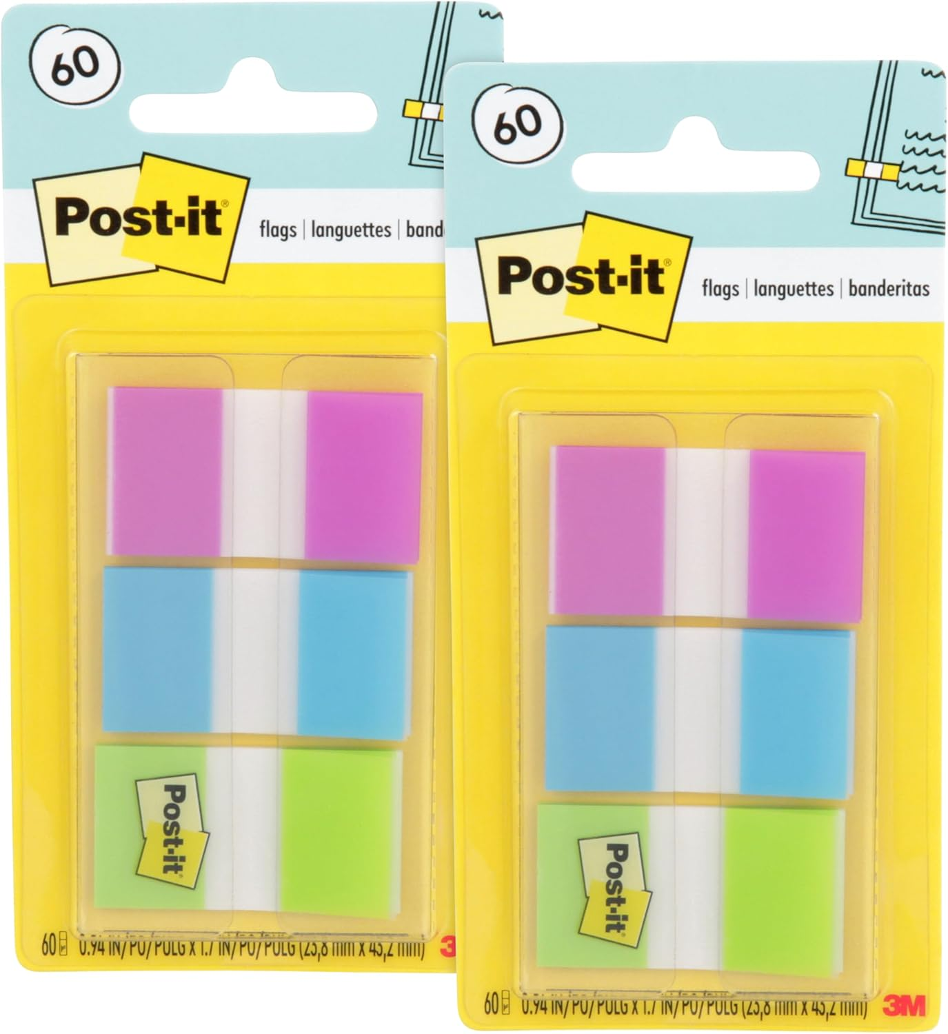 Post-It Flags Purple Blue Green 24.0Mm X 43.2Mm 680-PBG (Pack of 2) - 10 X 70 Mm, Post-It Flags With On-The-Go Dispenser, Purple image number 7