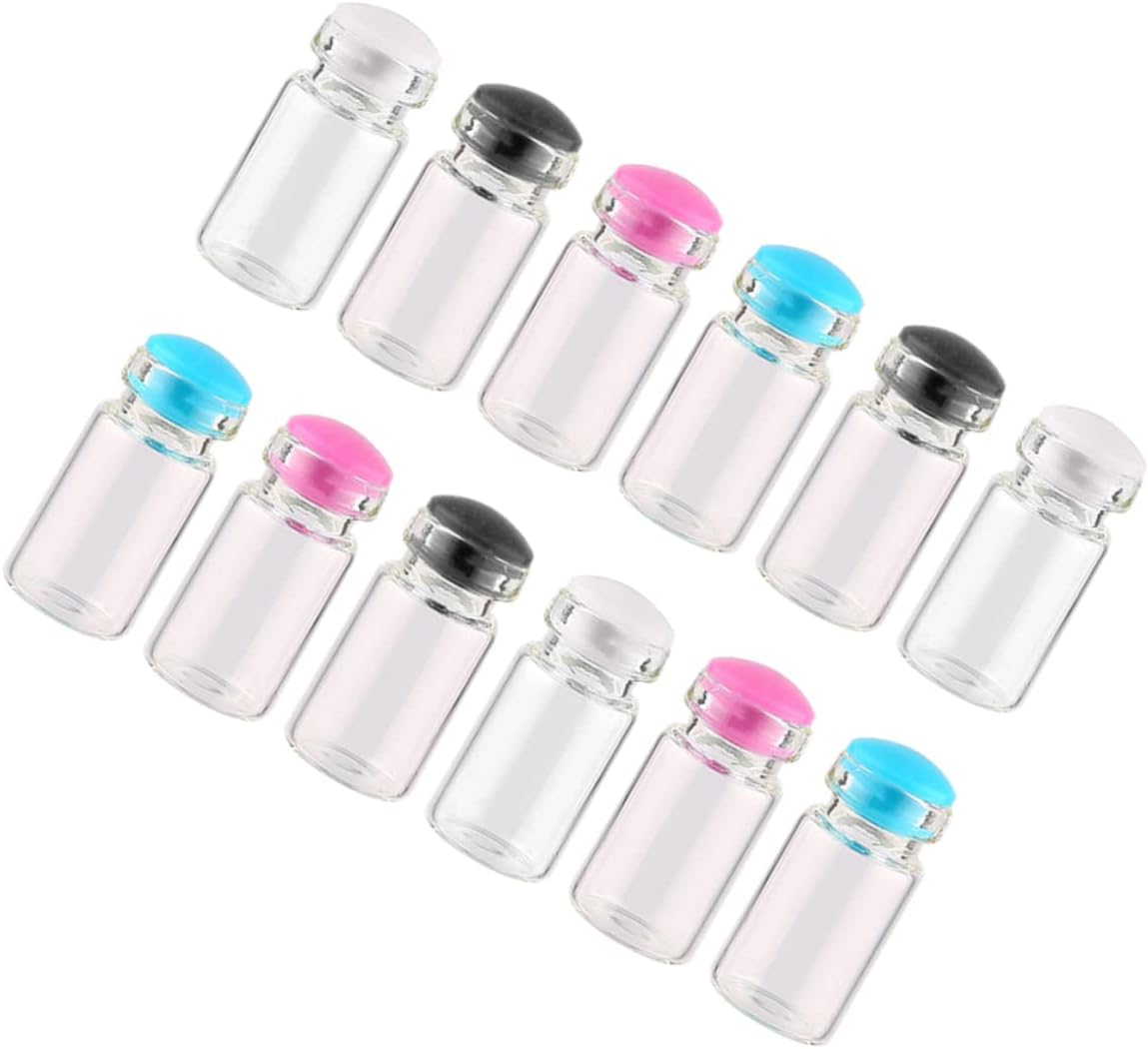 Ciieeo 150Pcs Mini Glass Jars Silicone Plug Small for DIY Wish Bottles for Message Weddings and Party Favors Random Color image number 2