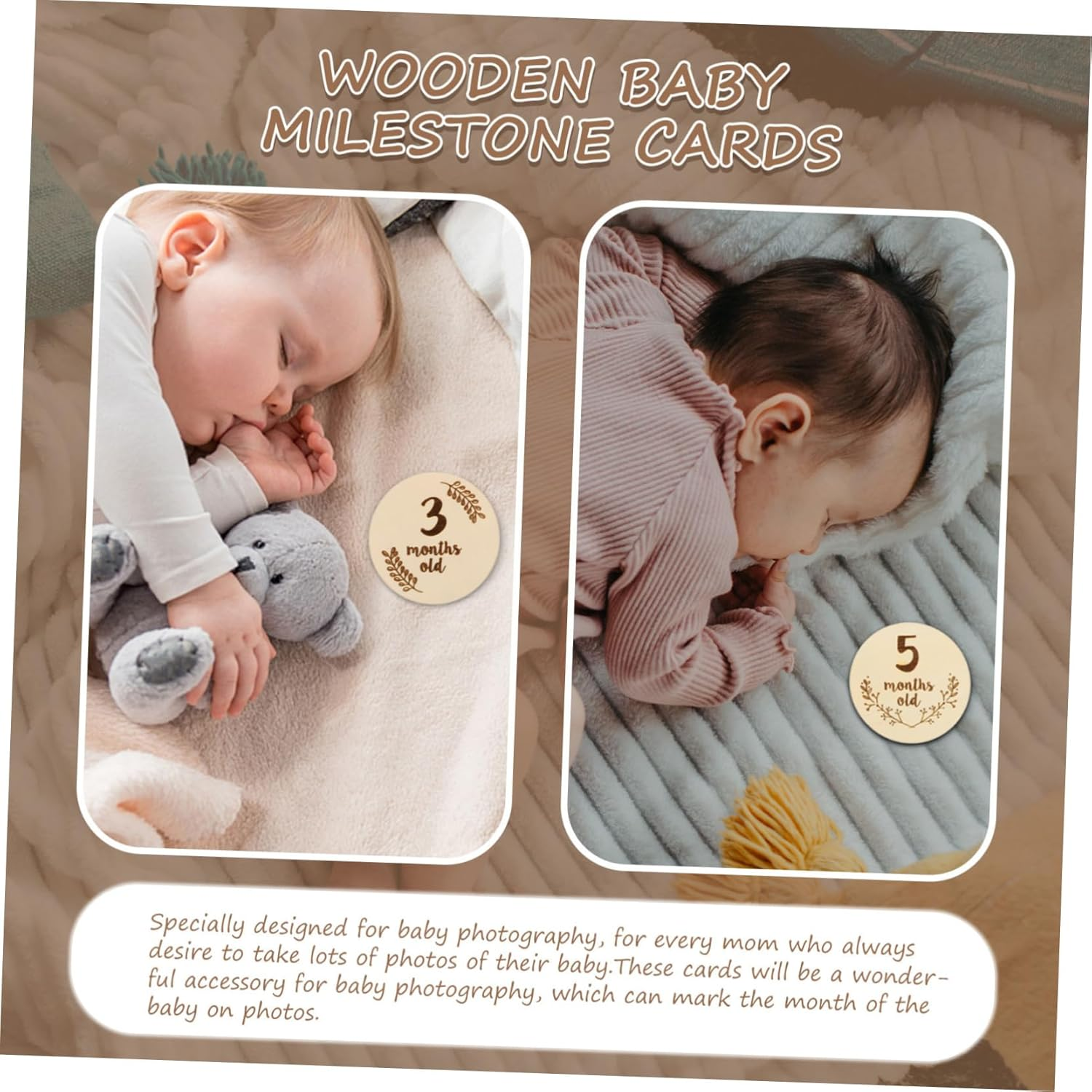 6Pcs Double Sided Birth Month Cards Photo Props Newborn Monthly Milestone Keepsake with Rounded Edges for Social Media Sharing and Memorable Albums image number 2