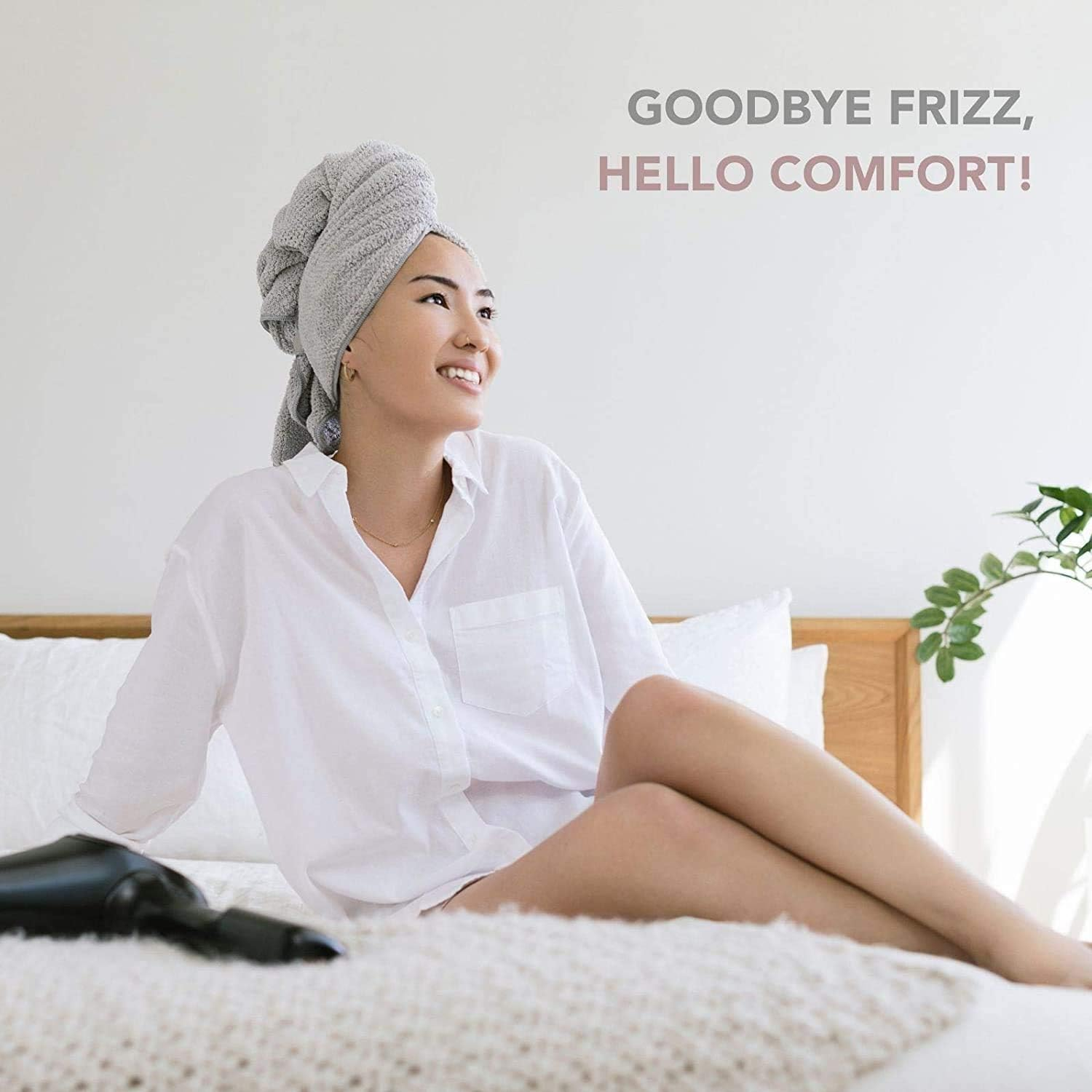 VOLO Super Hero XL Hair Towel | Super Absorbent Quick Dry Nanoweave | Reduces Dry Time by 50% | Large Wrap for All Hair Types (Super Hero Luna Gray - Tube) image number 3