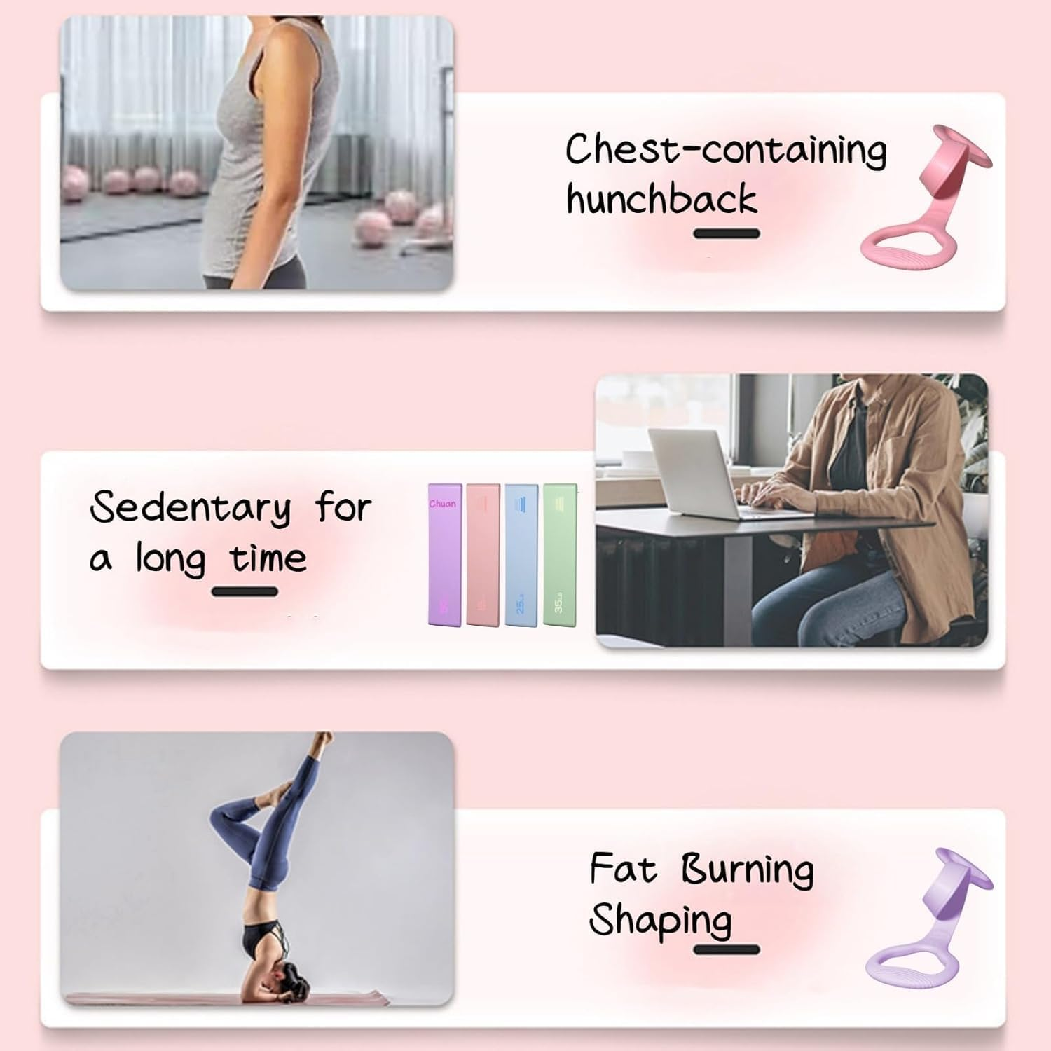 Resistance Loop Bands 5PCS Exercise Bands Set 15-50Lbs + Figure 8 Puller | Rubber Latex Anti-Slip Resistance Band for Workout, Stretching, Physical Therapy, Yoga and Home Fitness image number 3