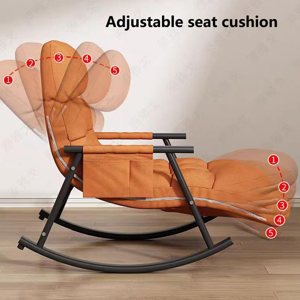 Hbluefat Modern 5 Speed Adjustable Relax Rocking Armchair - Stylish Lounge Sofa Chair for Lie, Sleep, Reading in Living Room, Bedroom, Balcony, Courtyard (Yellow) image number 3