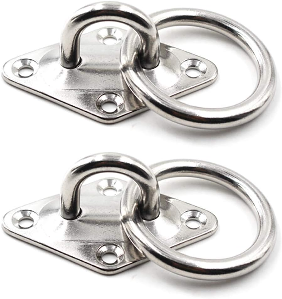 Ceiling Wall Mount Hook Heavy Duty Anchor Diamond Pad Eye Plate 304 Stainless Steel Great for Yoga Swings Hammocks/Boat Rigging/Marine Deck Hardware/Suspension Training Straps, 8Mm Diamond with Ring - 6Mm Diamond image number 2