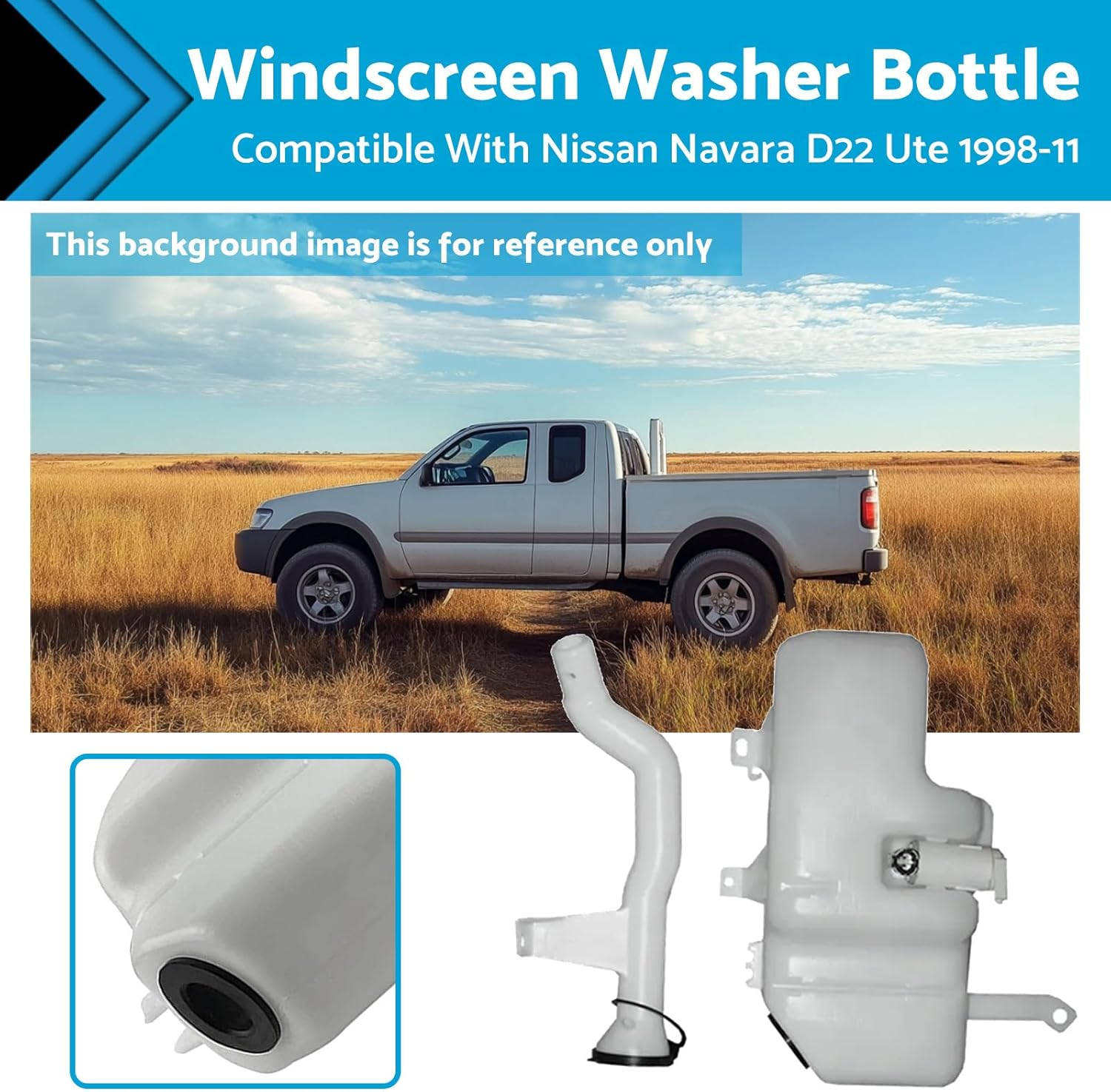 Windscreen Washer Fluid Reservoir Tank Compatible with Nissan Navara D22 Ute 1998-2011 image number 1