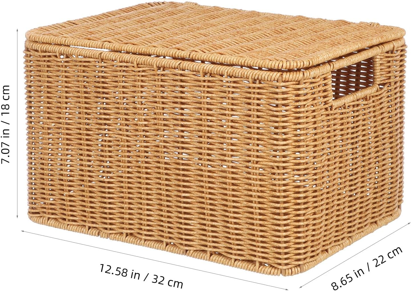 Vaguelly Woven Storage Box with Lid - Clothes Toys and Sundries Organizer for Home Bedroom Bathroom Office and Kitchen Living Room Storage image number 1