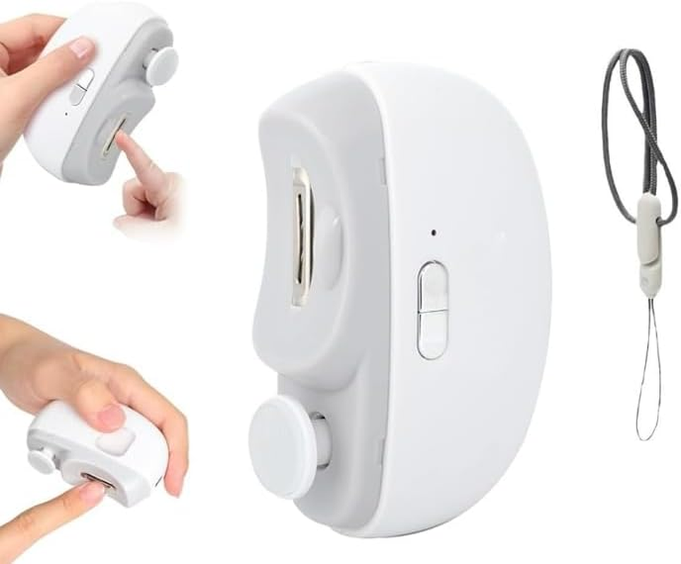 Electric Automatic Nail Clipper with Light & 2 Speeds,Fingernail Cutter and File 2 in 1 Design, USB Rechargeable Safety Fingernail Trimmer for Baby, Kids, Seniors and Adult (White) image number 2