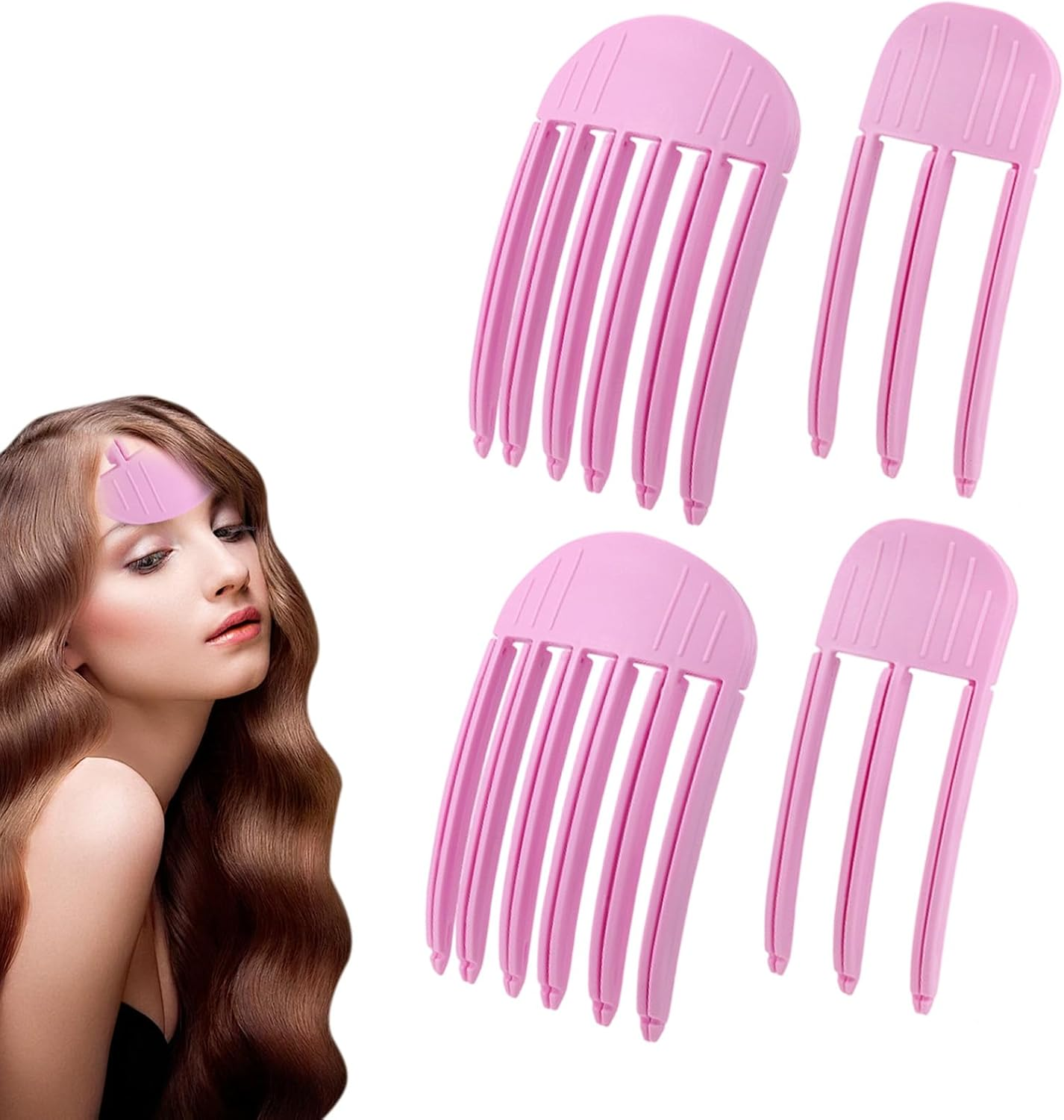 Ceeyoll Fluffy Hair Clip, Hair Clip, Root Lifting Clip, Fluffy Hairline Clip, Suitable for Hairstyles That Require a Fluffy Fringe and a High Crown (Pink, Pack of 4) image number 5